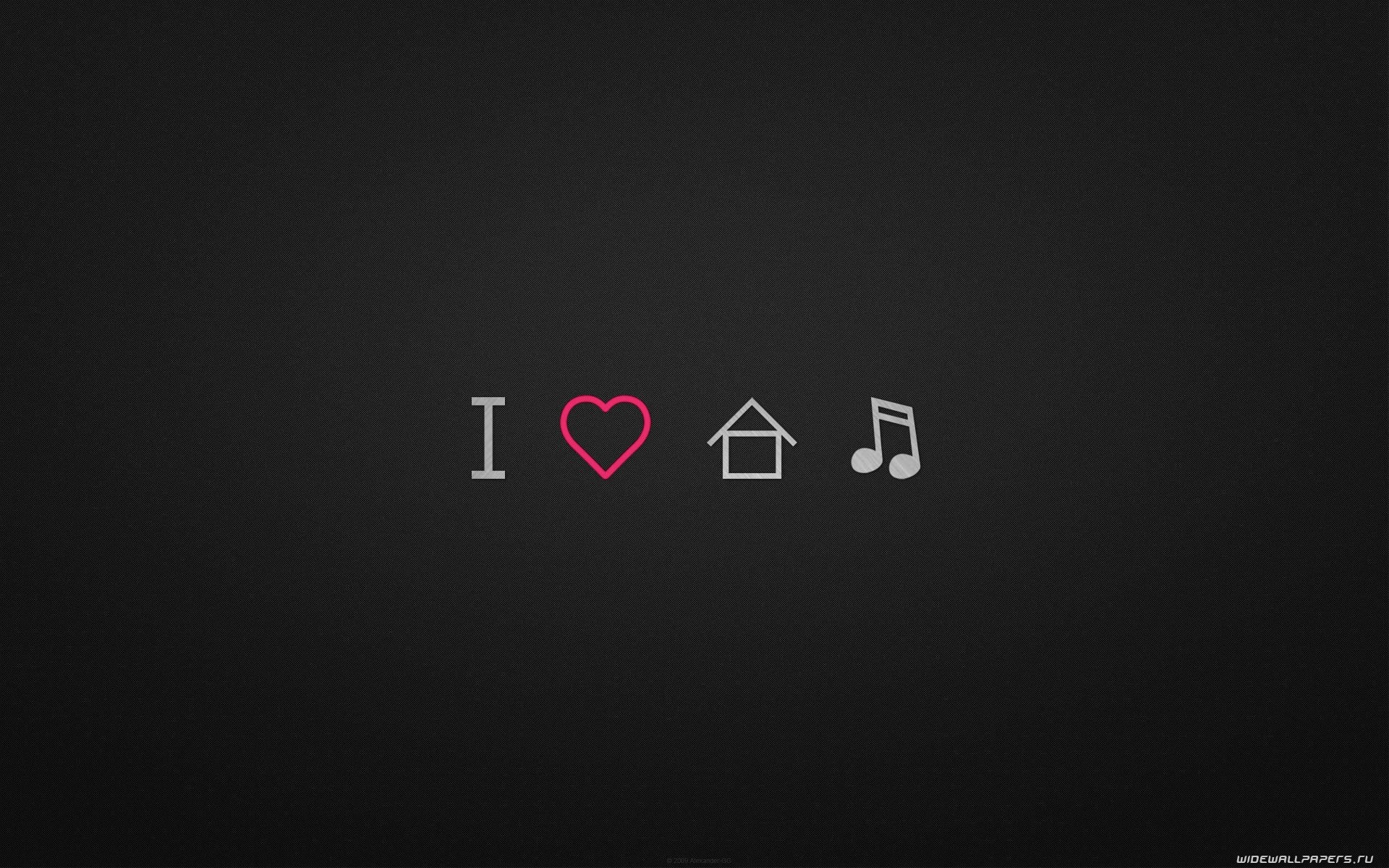 I Love House Music Minimalist Design HD Wallpaper