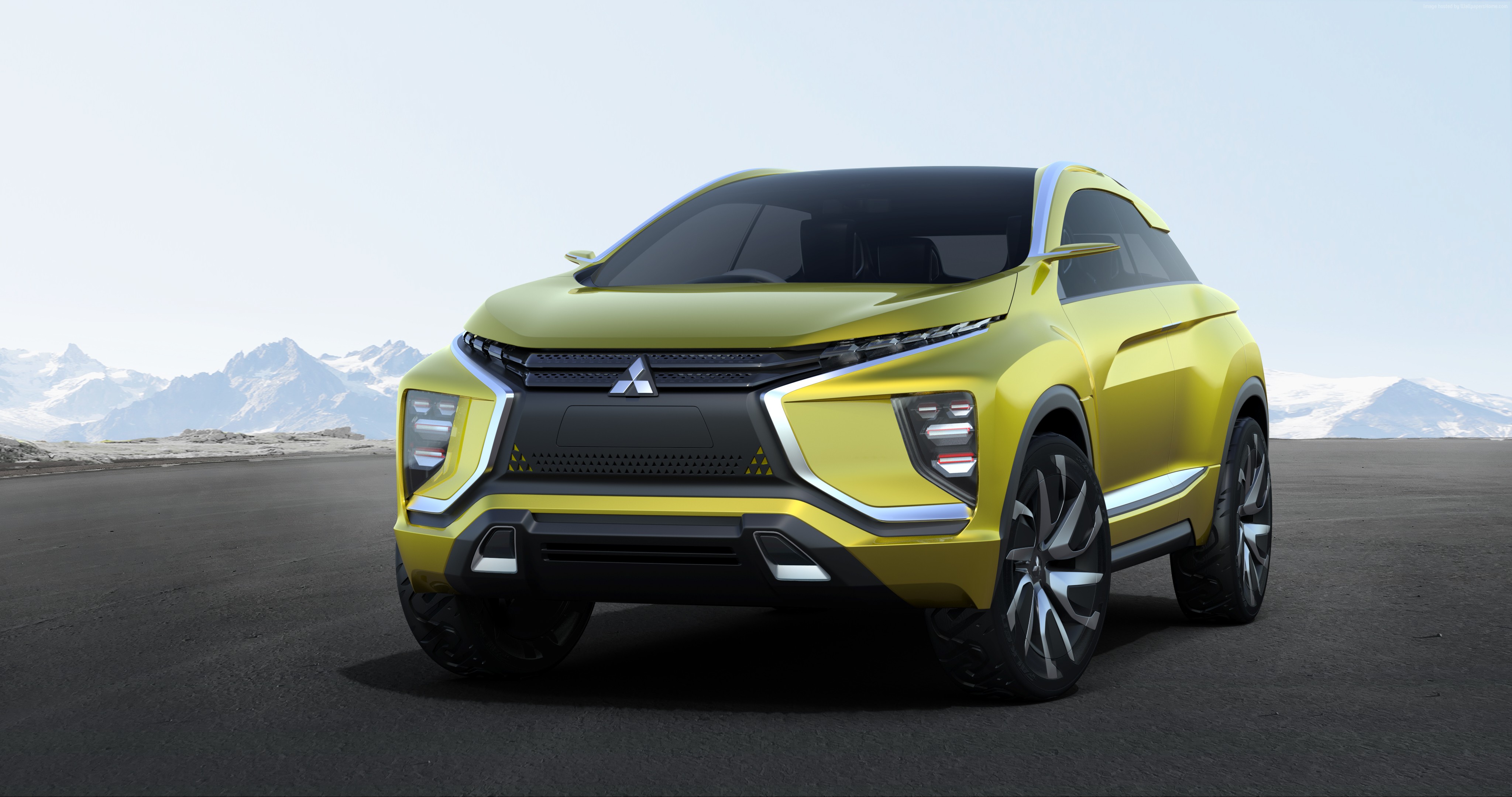 Yellow Mitsubishi eX Concept car HD Wallpaper