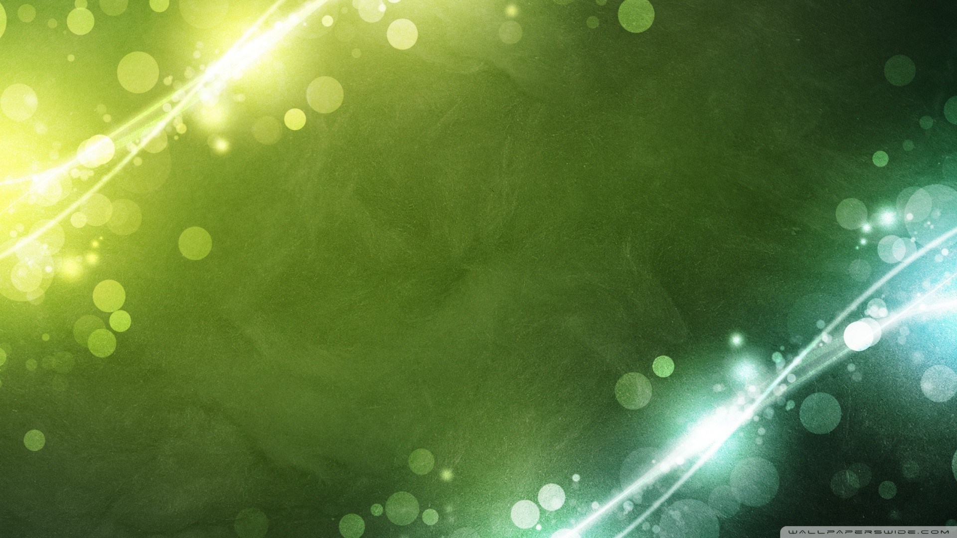 Green and yellow abstract light circles and waves HD Wallpaper
