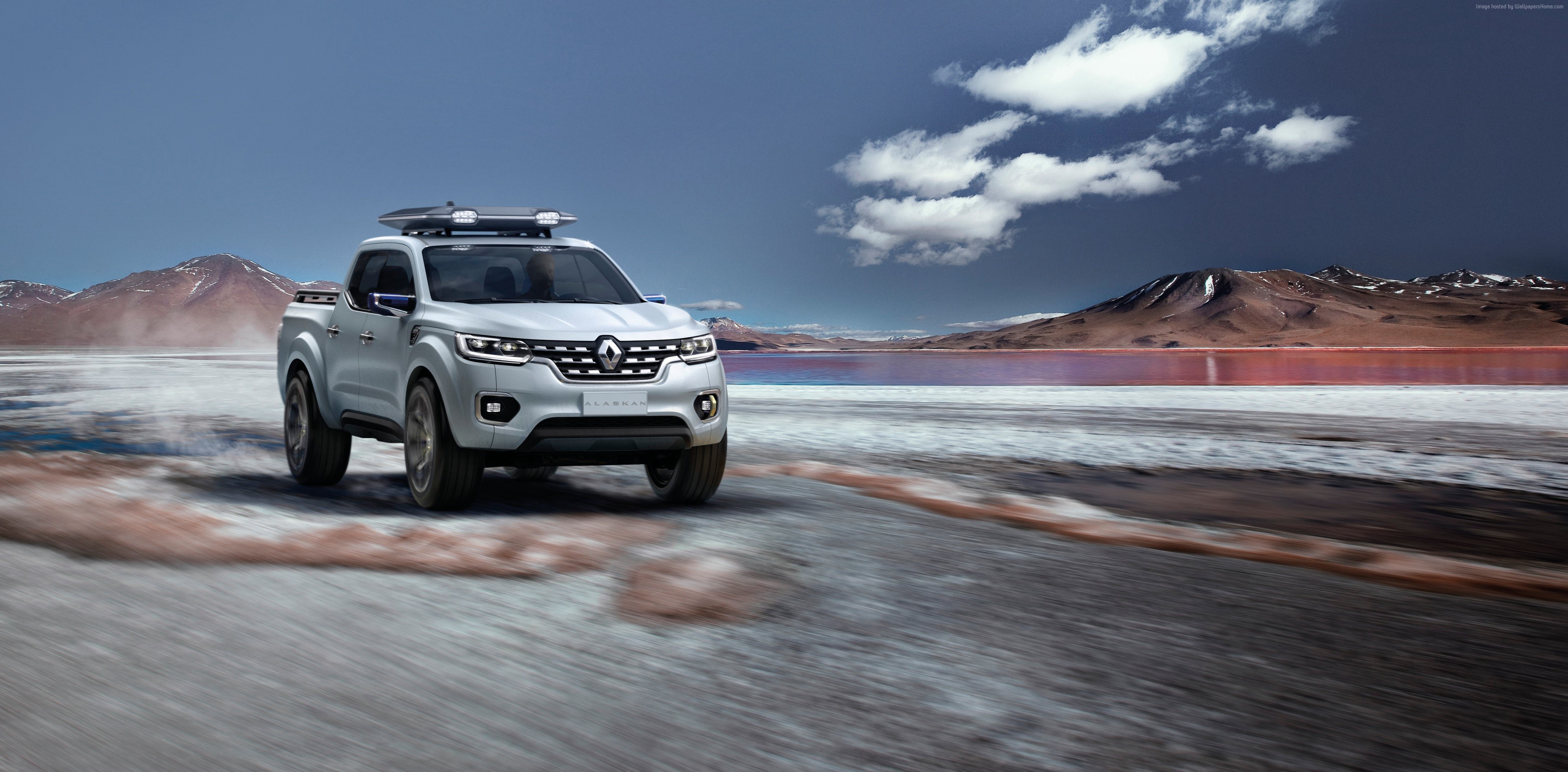 Renault Alaskan concept pick-up truck on a salt flat HD Wallpaper
