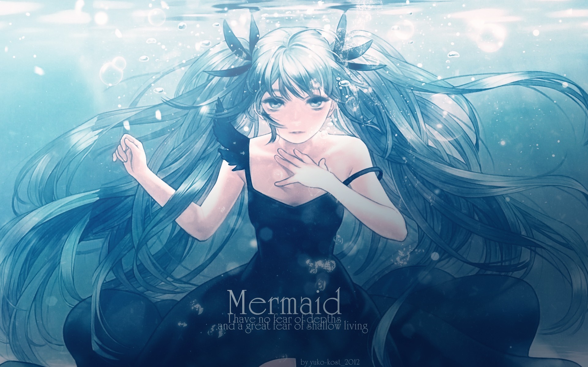 Hatsune Miku as a Mermaid Underwater HD Wallpaper