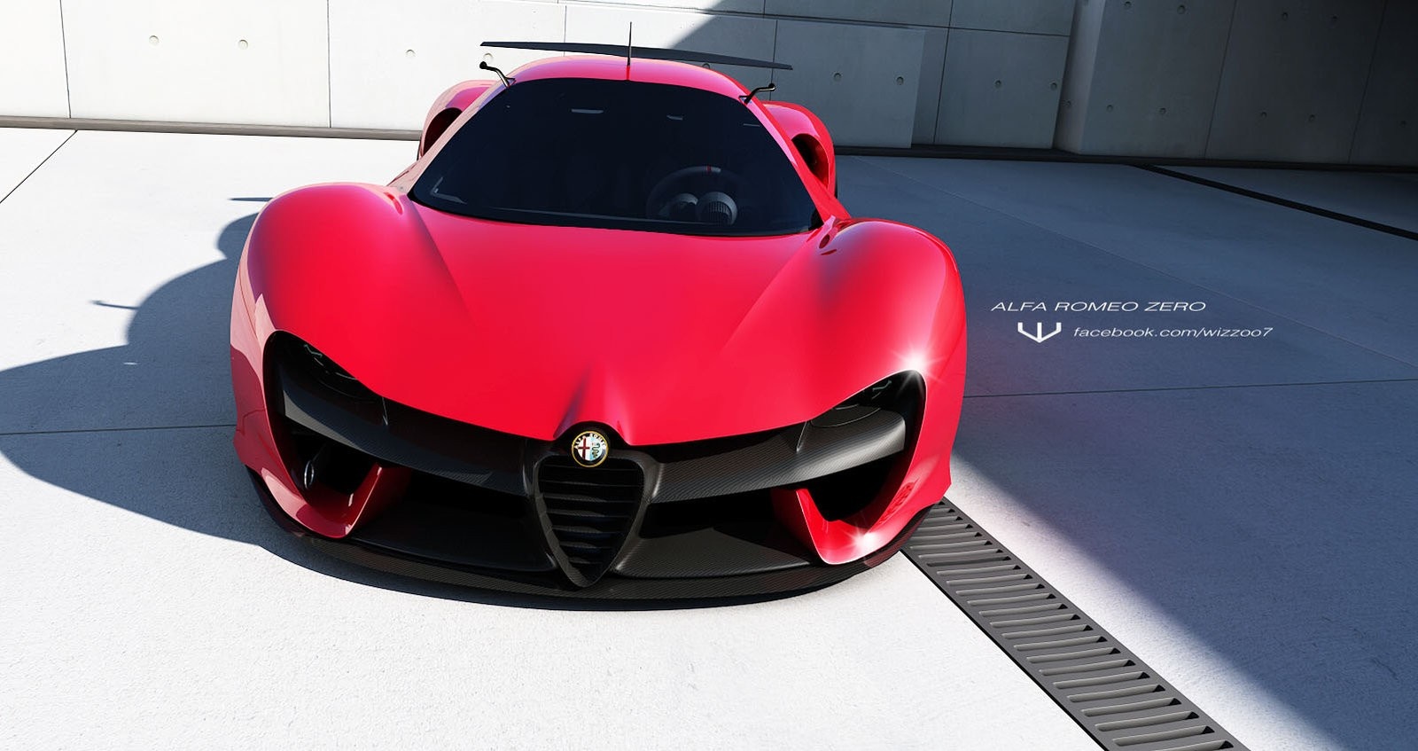 Red Alfa Romeo Zero concept car HD Wallpaper