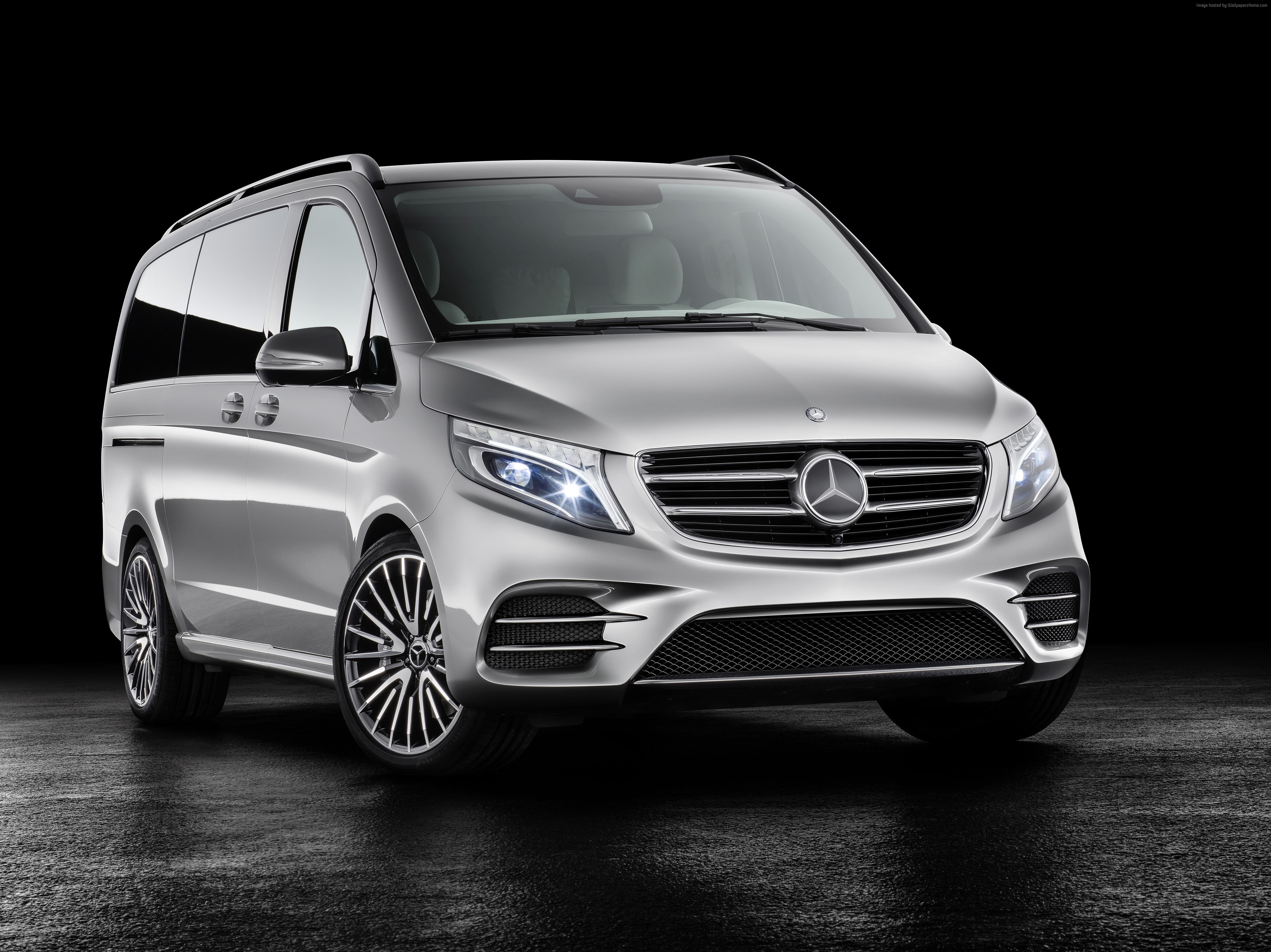 Silver Mercedes-Benz V-Class V-ision e Concept Van HD Wallpaper