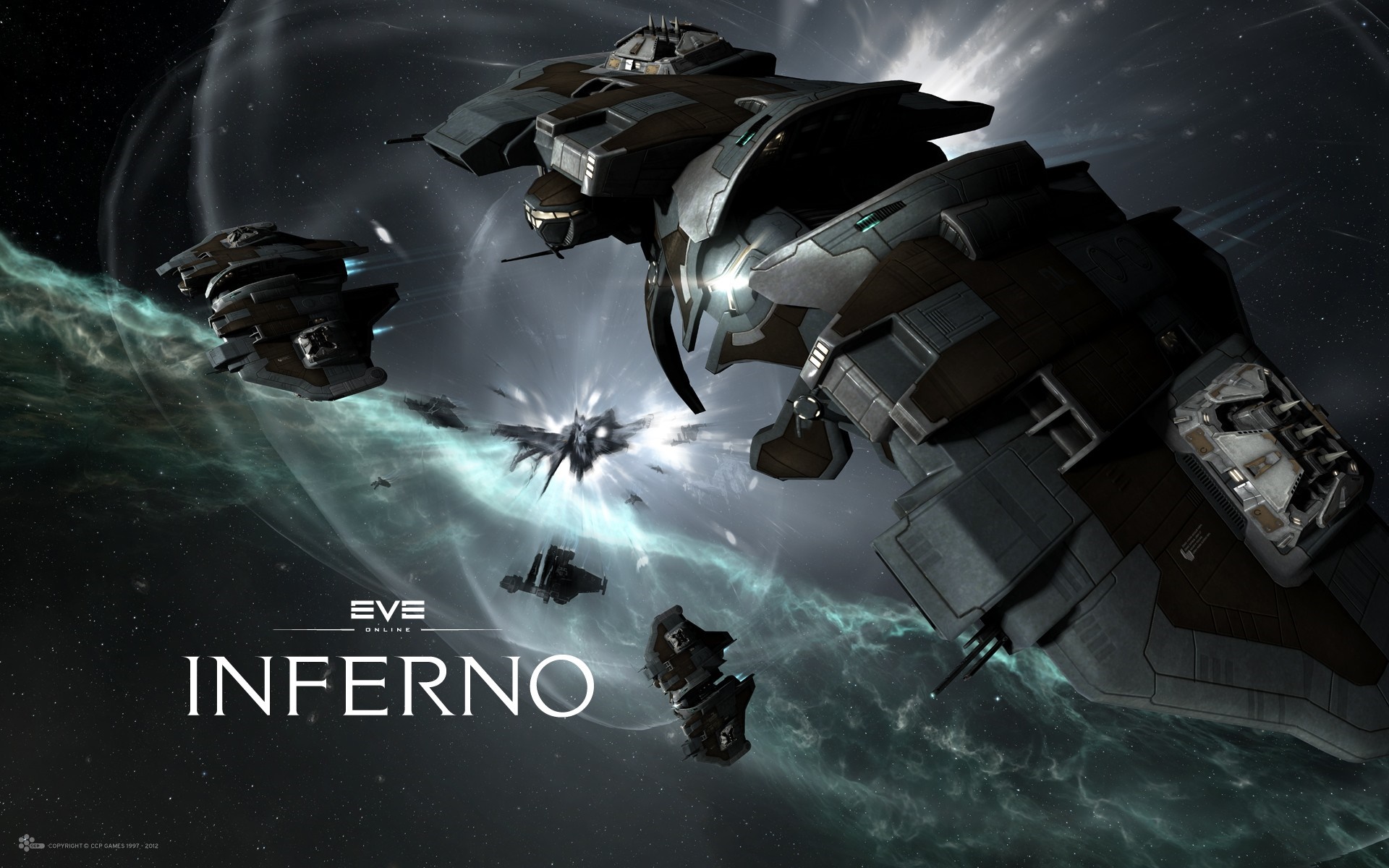 EVE Online Inferno spaceships in nebula HD Wallpaper
