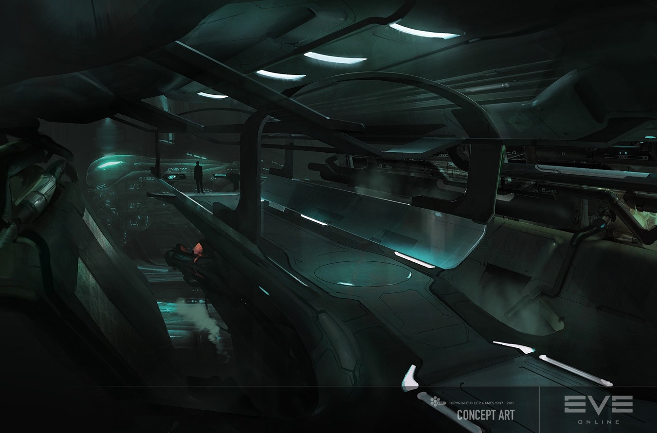 Concept art for EVE Online spaceship hangar HD Wallpaper