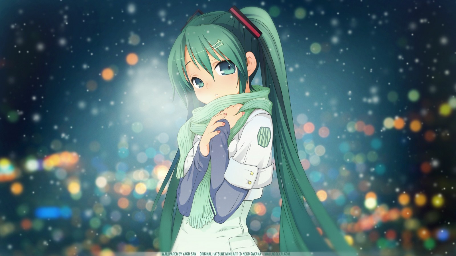 Hatsune Miku in Winter City HD Wallpaper