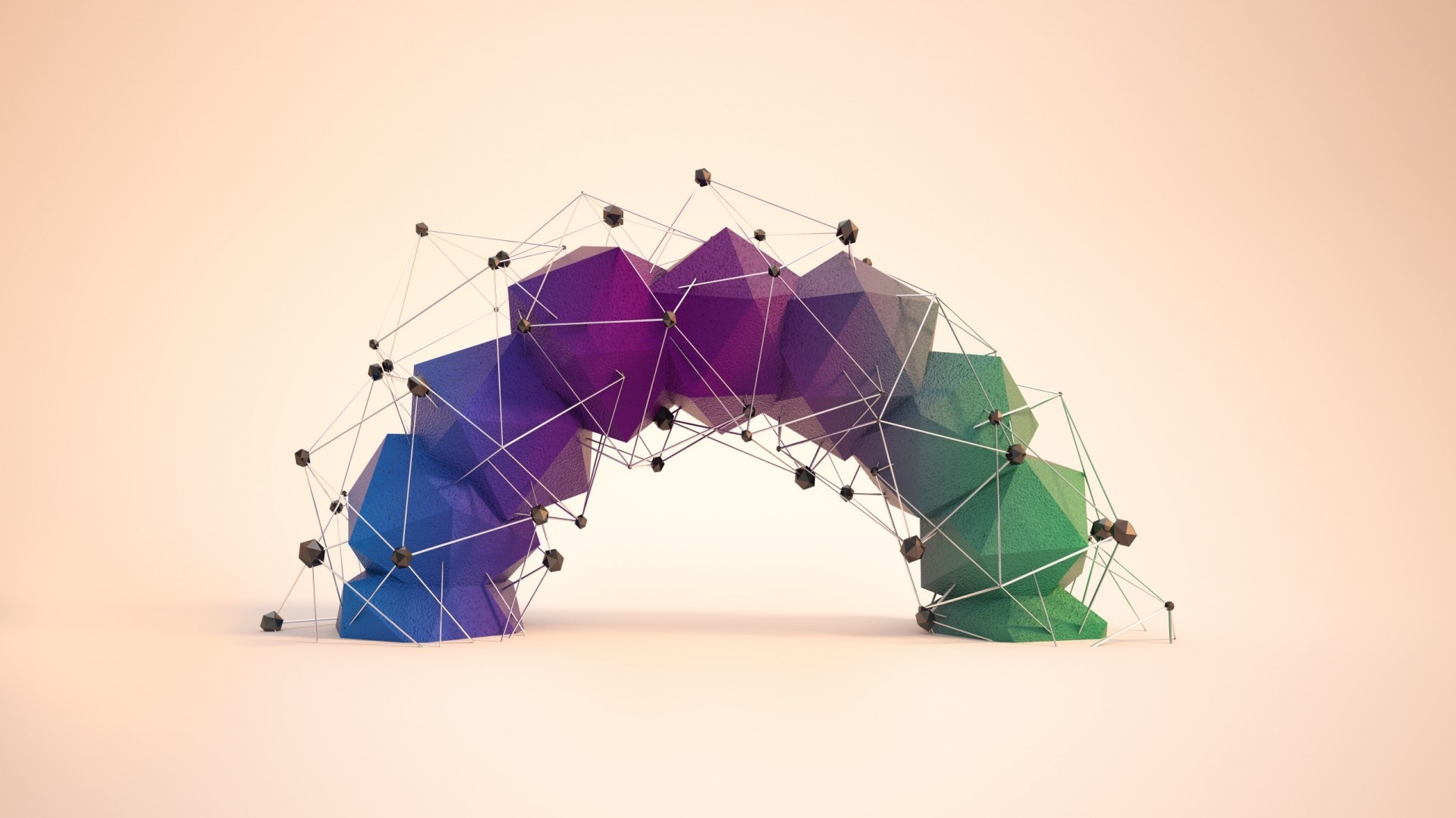 Abstract geometric arch with network connections HD Wallpaper