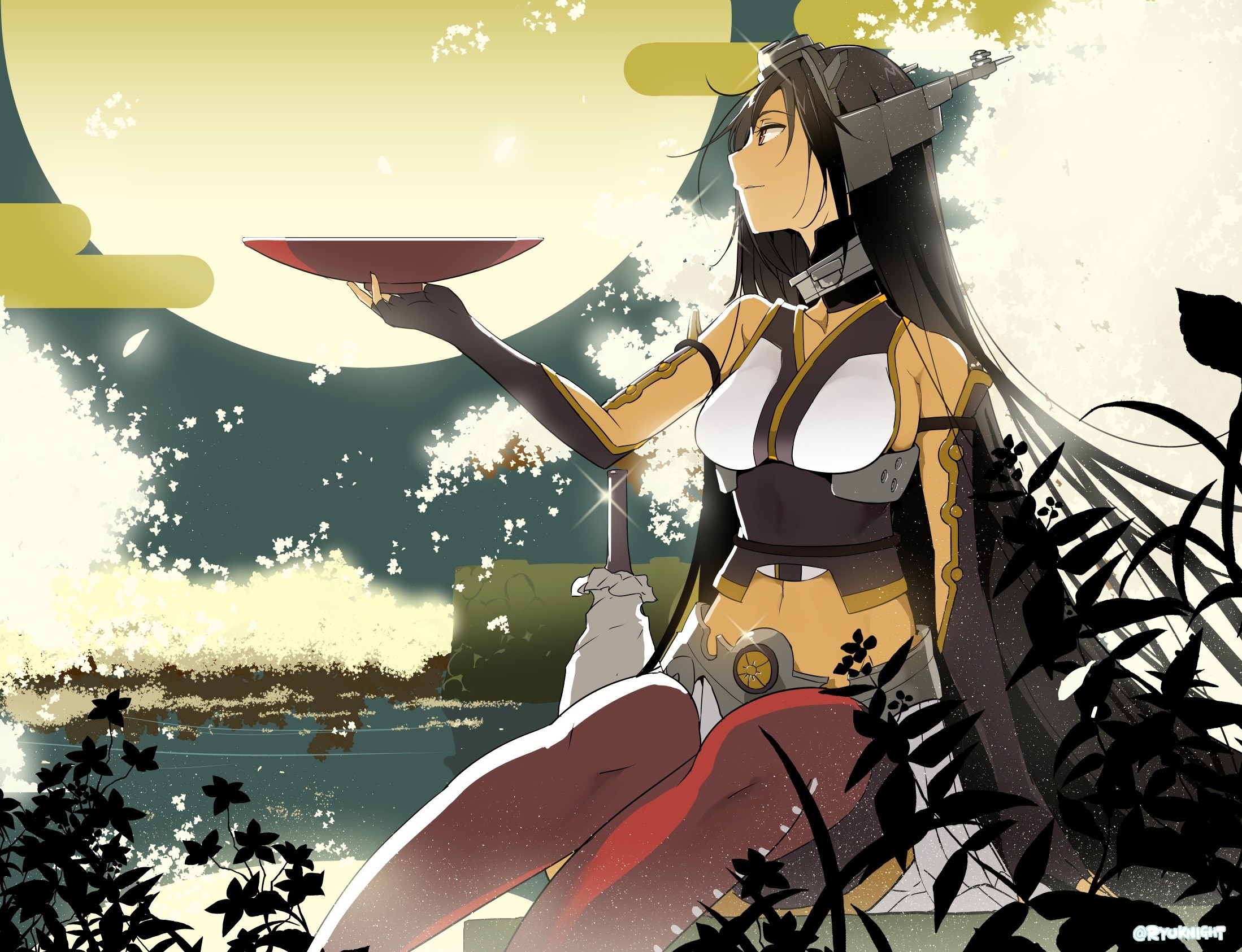 Nagato from Kantai Collection holding a tray HD Wallpaper