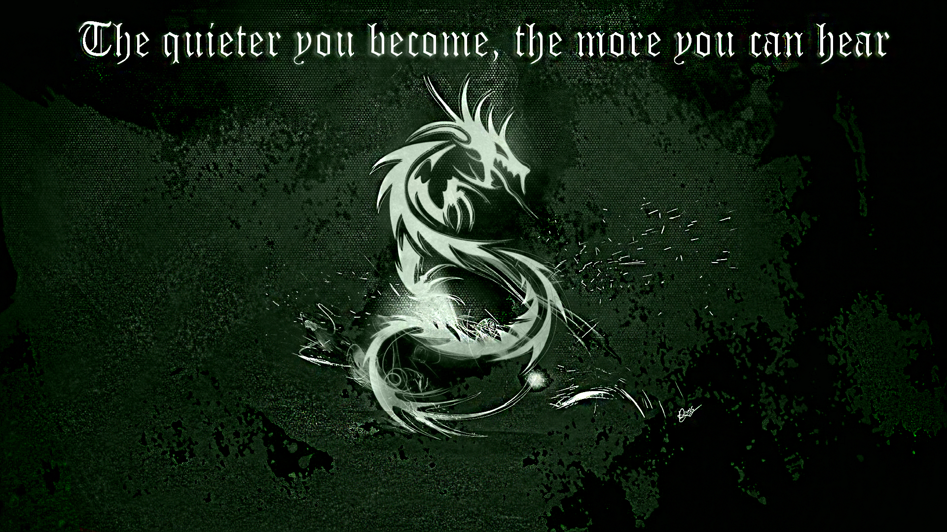 Quote about hearing with a dragon illustration HD Wallpaper