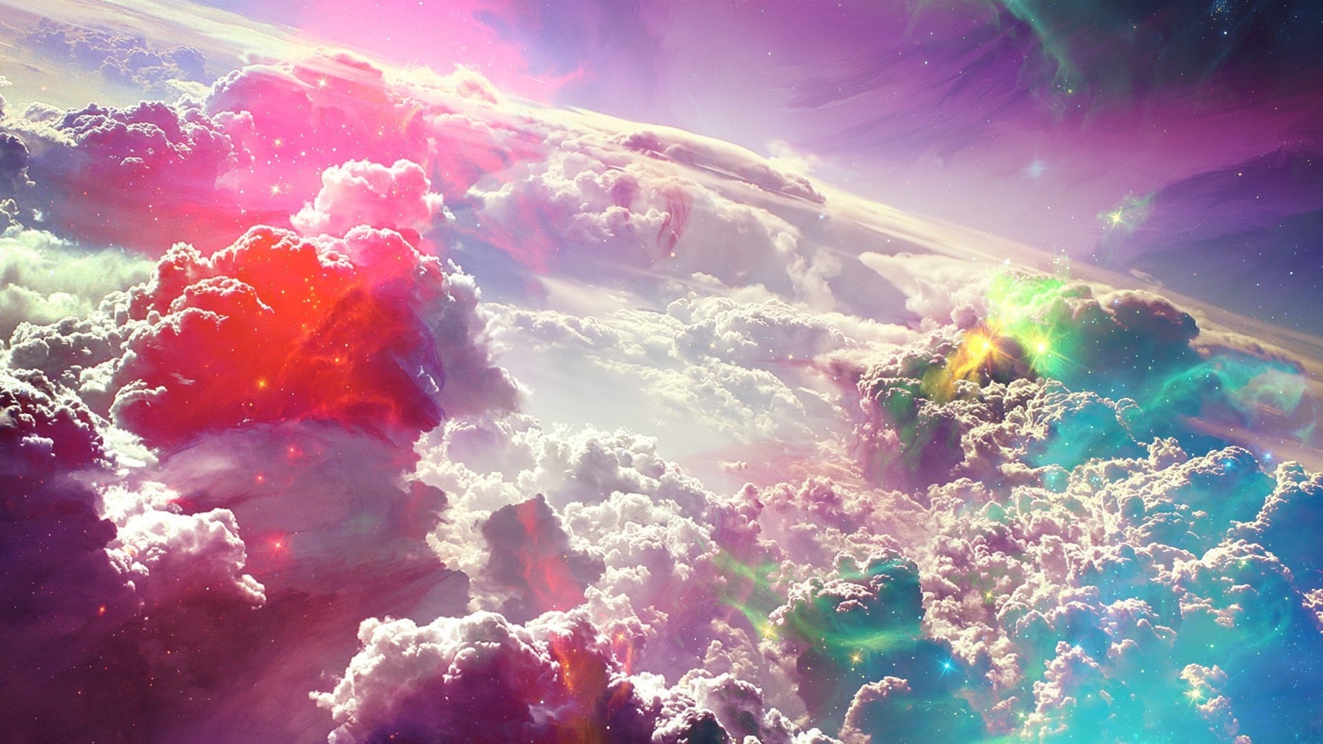Fantasy clouds and nebula in outer space HD Wallpaper
