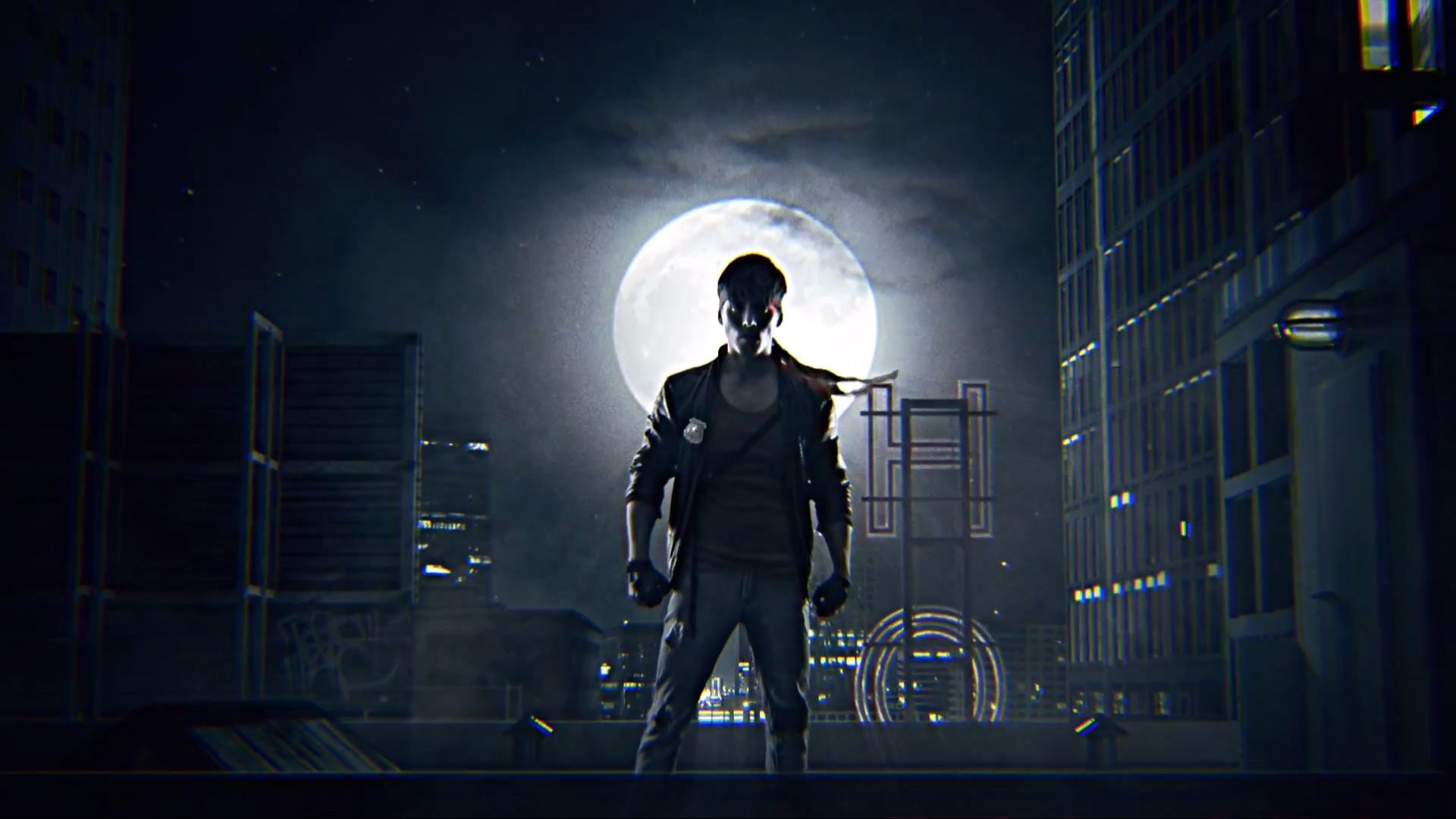Kung Fury character standing on a rooftop at night HD Wallpaper