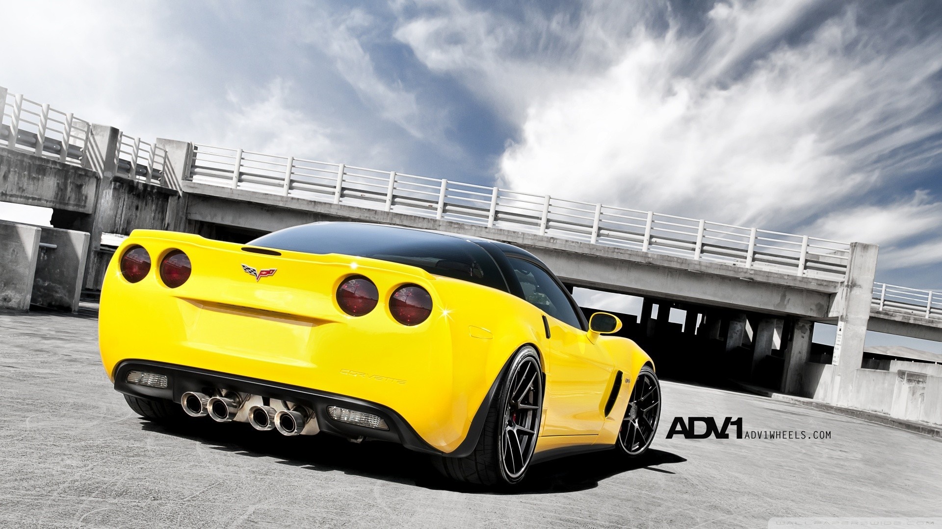 Yellow Chevrolet Corvette C6 ZR1 with ADV.1 Wheels HD Wallpaper