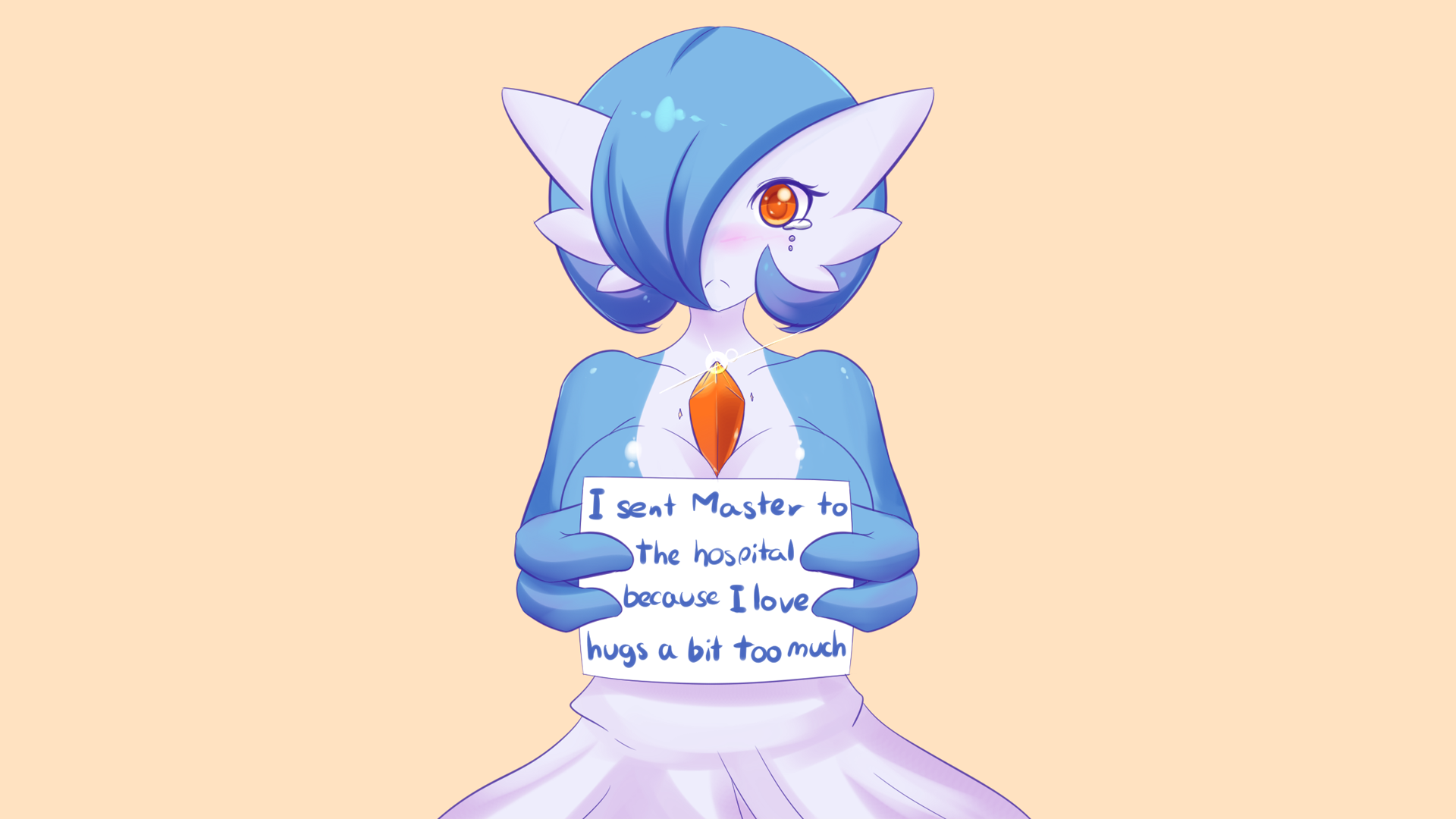 Gardevoir from Pokemon holding a sign HD Wallpaper