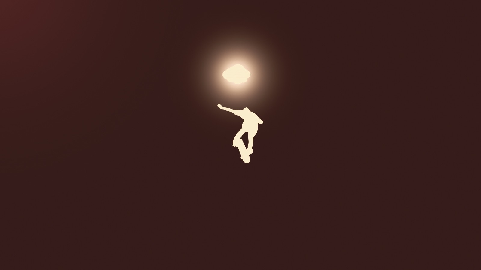 Silhouette of a skateboarder performing a trick HD Wallpaper