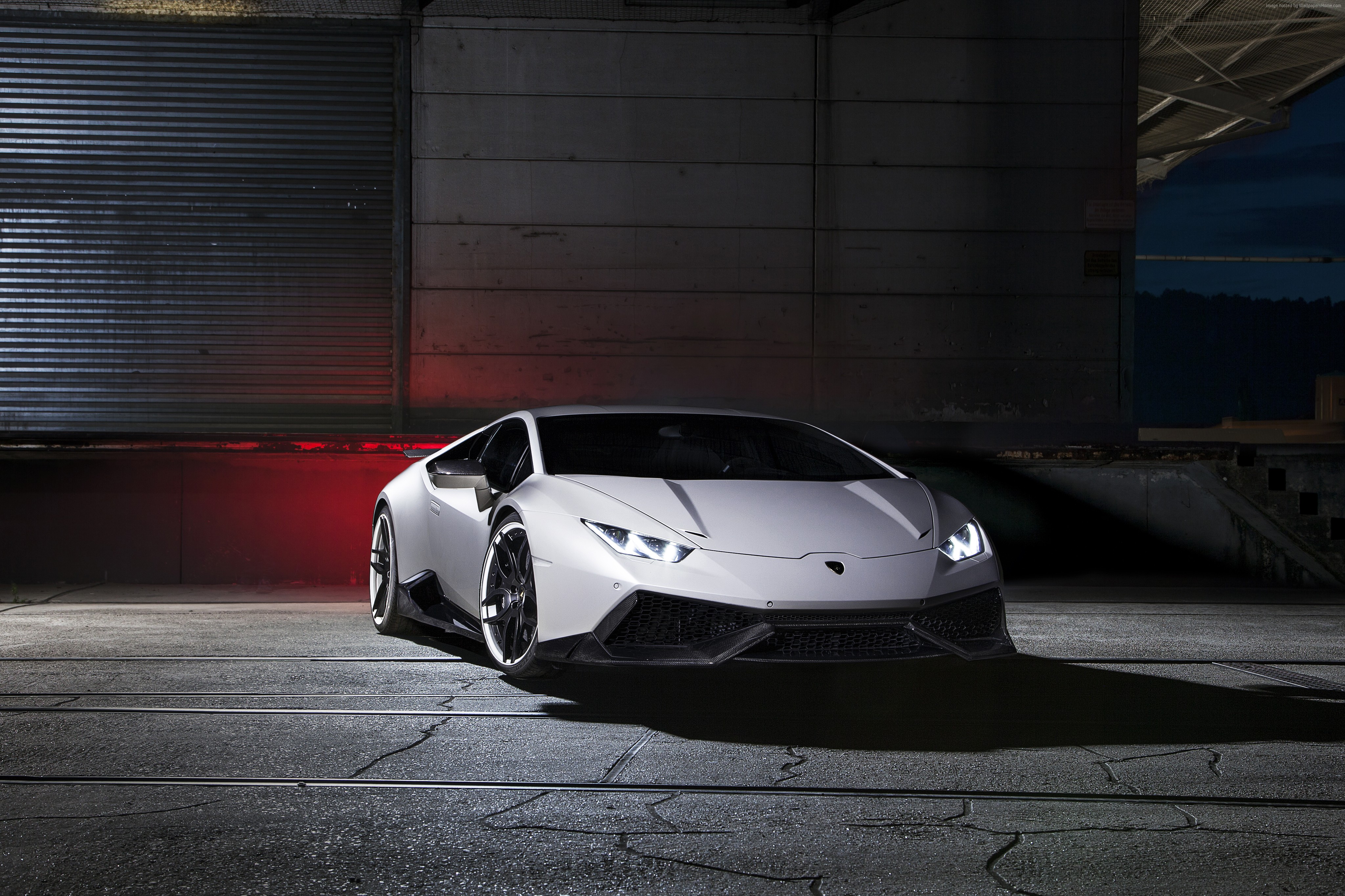White Lamborghini Huracan LP610-4 parked outdoors HD Wallpaper