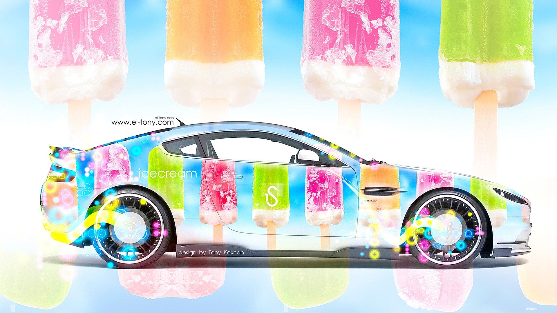 Aston Martin car with ice cream wrap HD Wallpaper