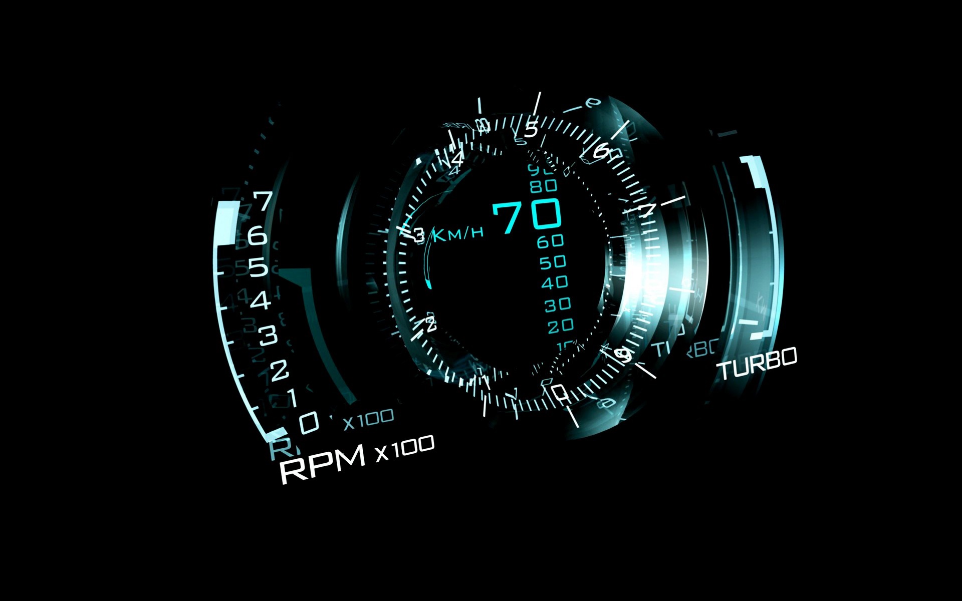 Digital car dashboard with speedometer and turbo gauge HD Wallpaper