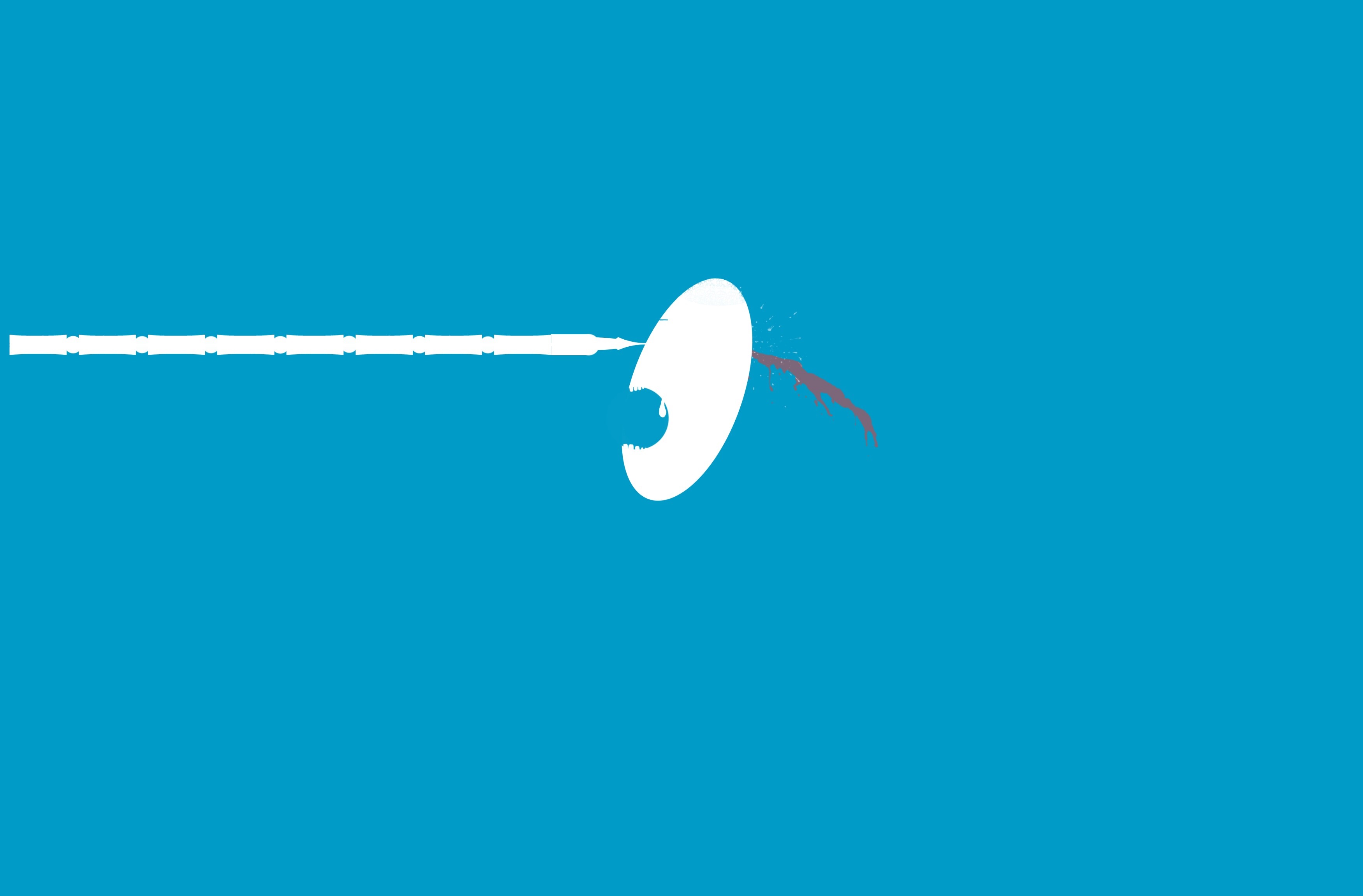 Abstract illustration of a needle injecting into an oval shape with red liquid HD Wallpaper