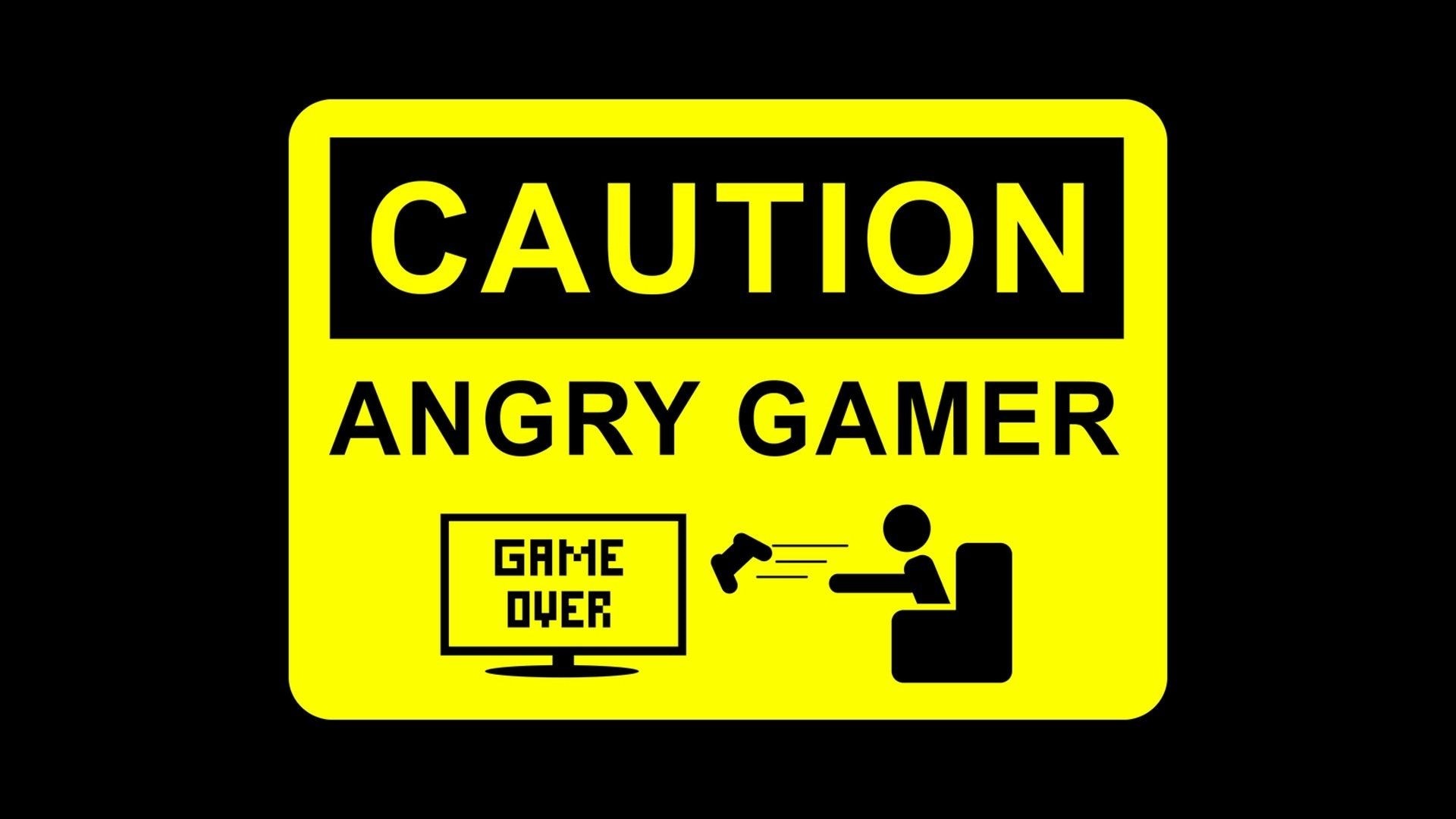 Caution Angry Gamer Sign HD Wallpaper