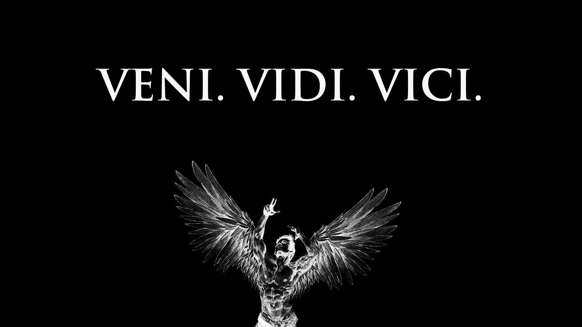 Veni Vidi Vici quote with winged man HD Wallpaper