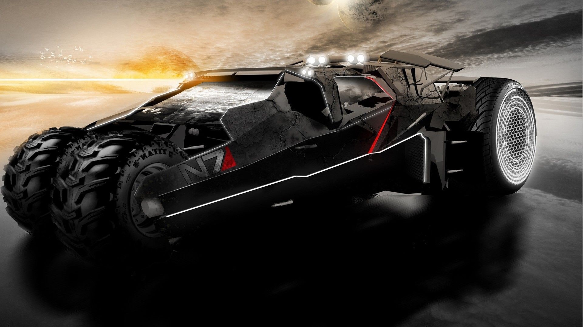 Futuristic N7 armored vehicle with large tires HD Wallpaper