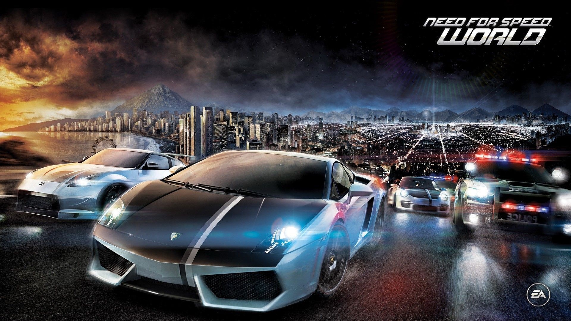 Need for Speed World cars and city skyline HD Wallpaper