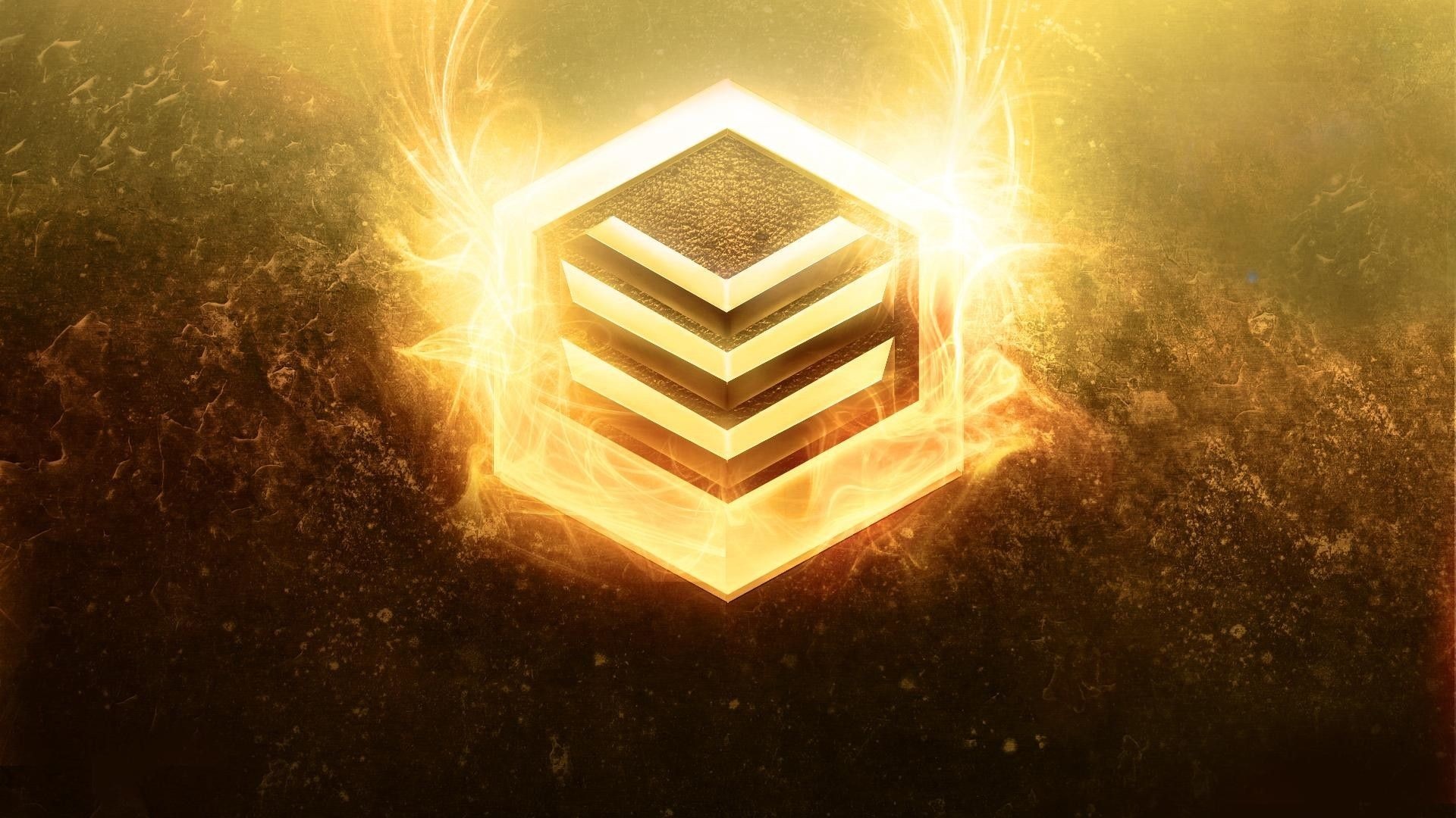 StarCraft II Gold League emblem with golden energy HD Wallpaper