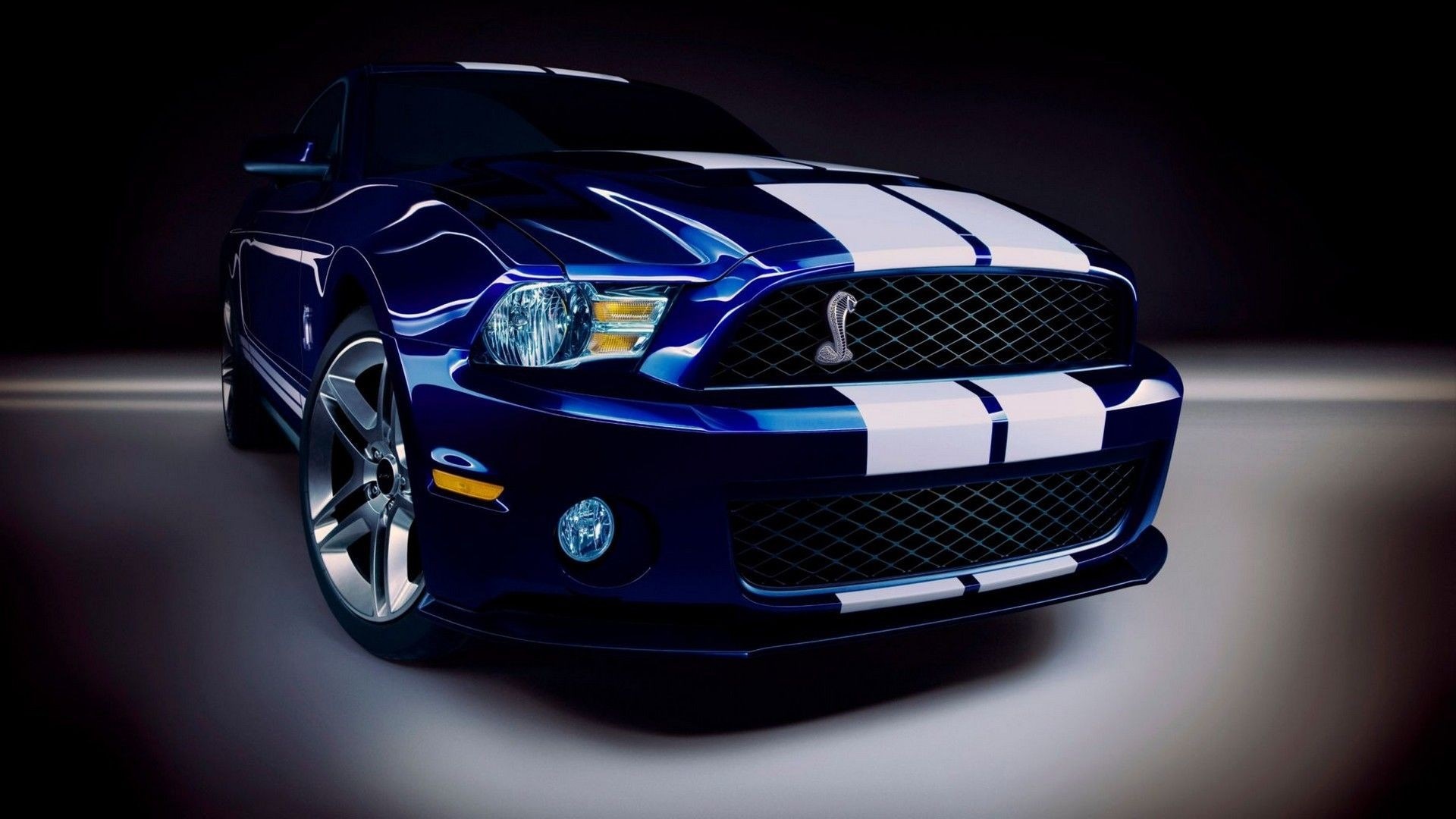 Blue Ford Shelby Mustang GT500 with White Stripes HD Wallpaper