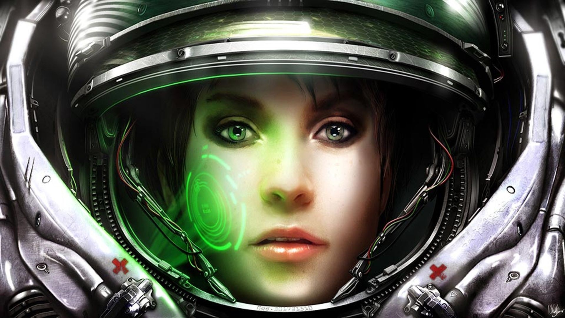 Woman in Starcraft II Marine Armor HD Wallpaper