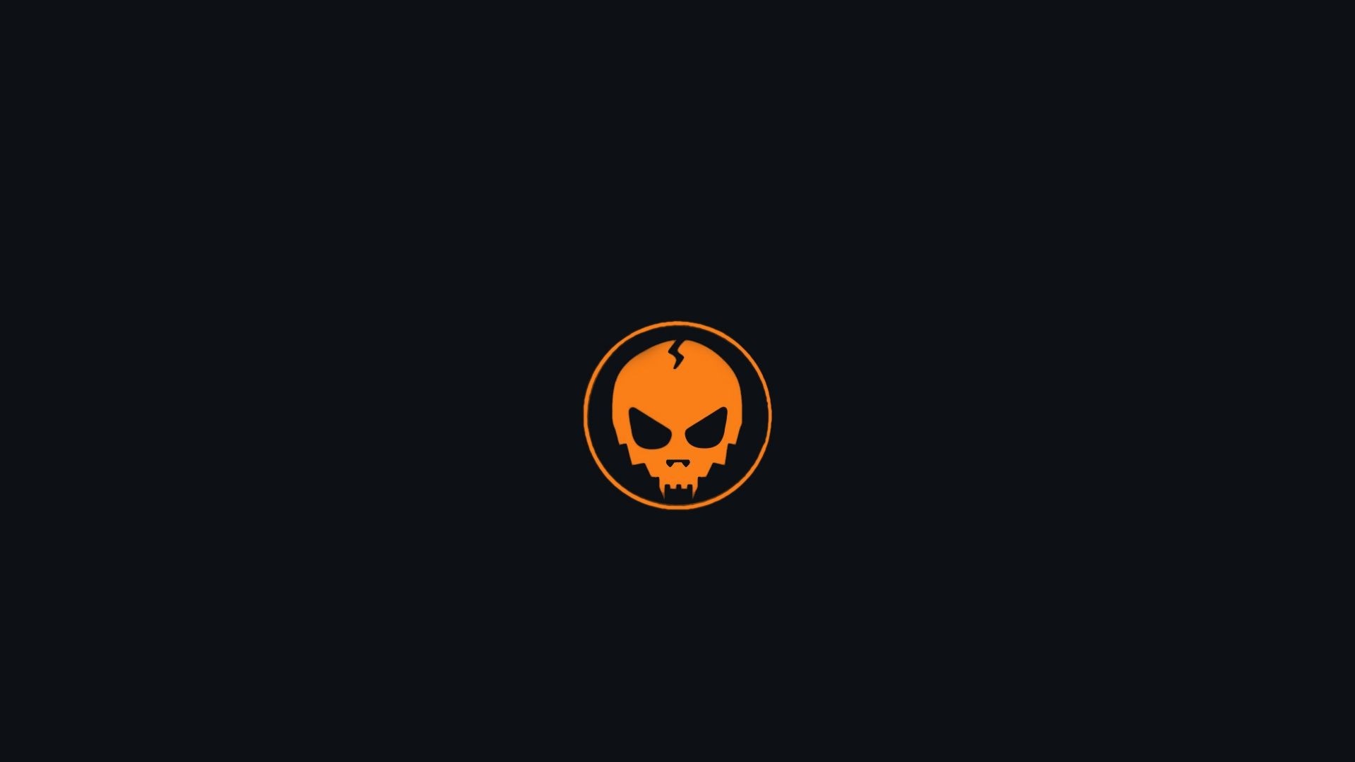 Orange skull logo on black background HD Wallpaper