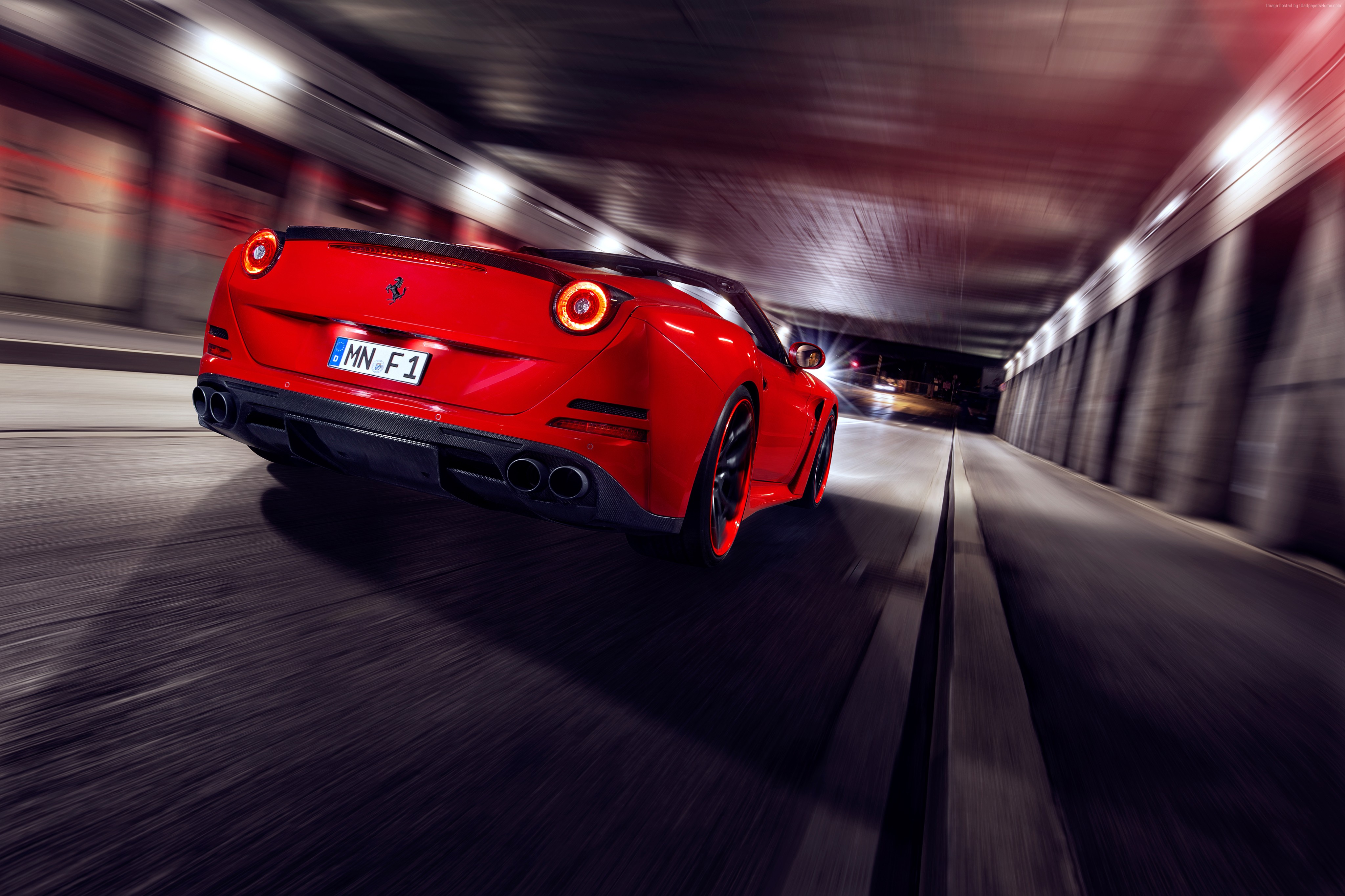 Red Novitec Rosso Ferrari California T N-largo driving in tunnel HD Wallpaper