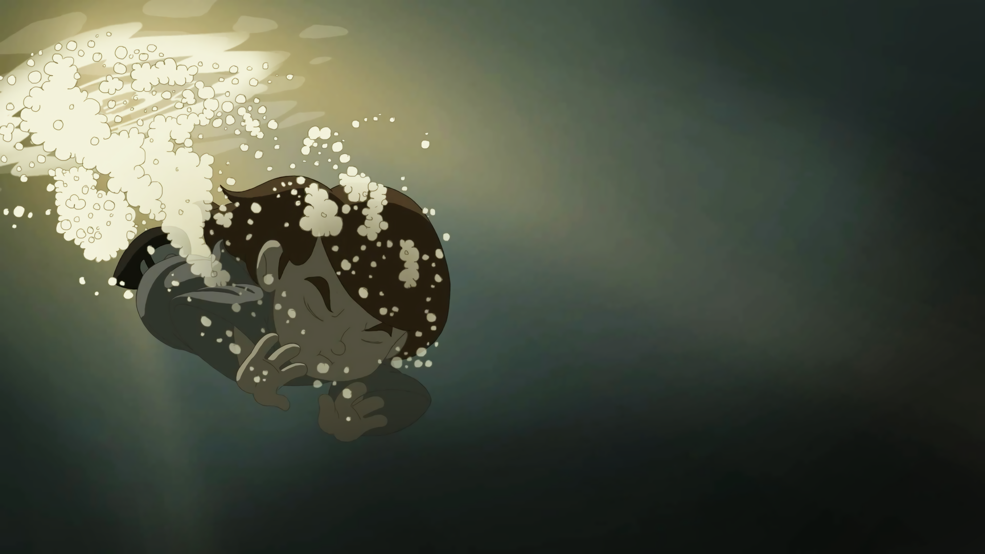 Boy underwater with bubbles HD Wallpaper