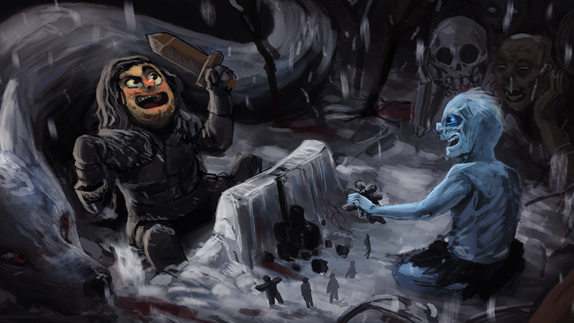Jon Snow fighting a White Walker from Game of Thrones HD Wallpaper