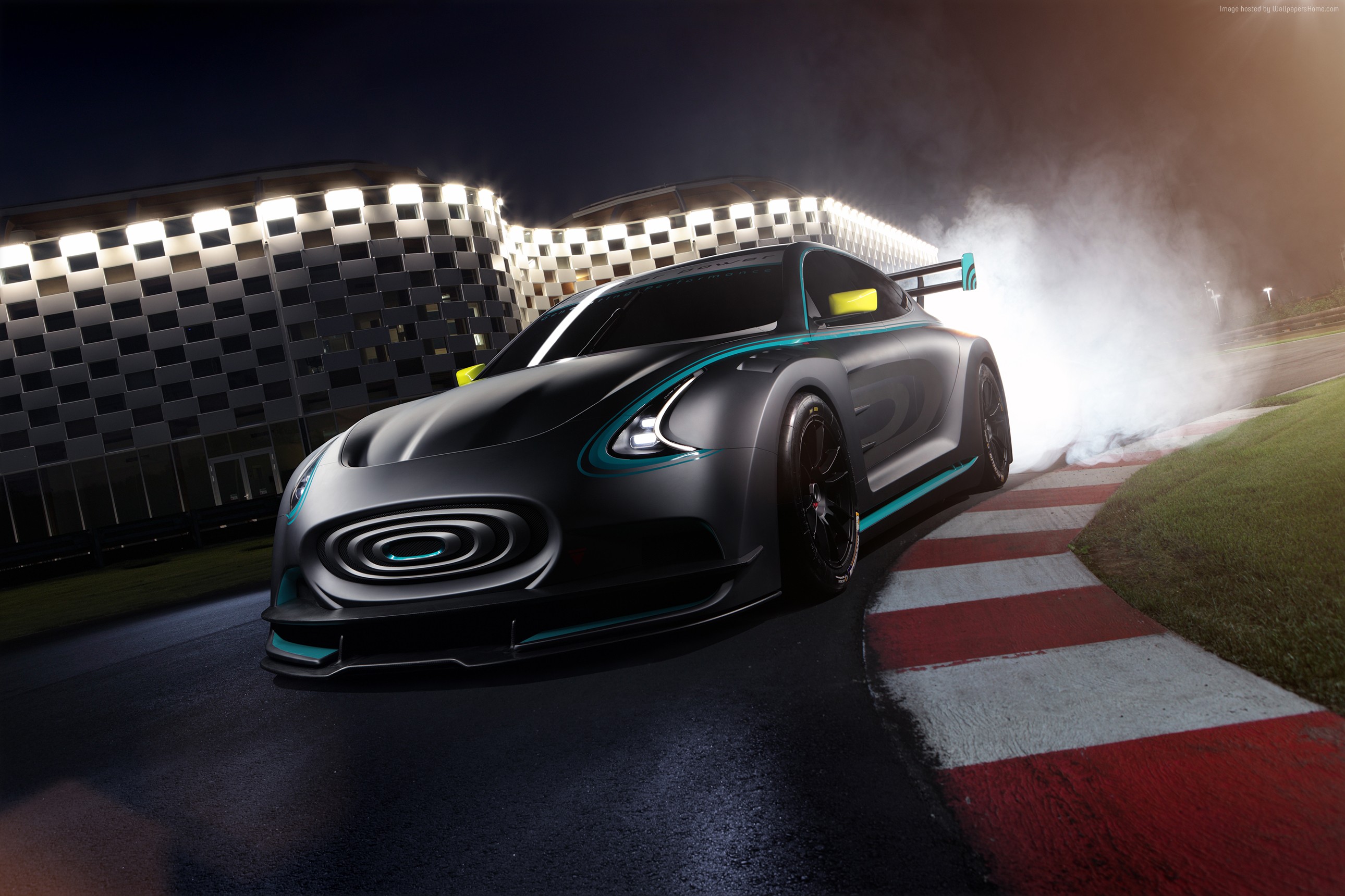 Thunder Power Race electric car on a race track HD Wallpaper
