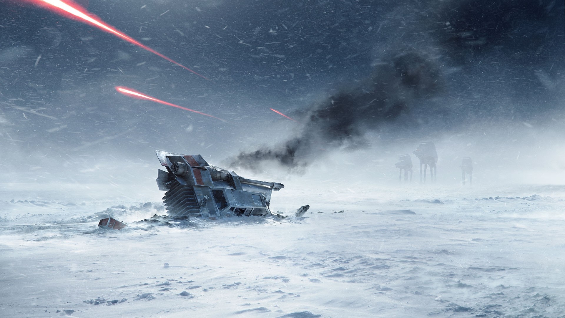 Star Wars Battlefront T-47 Airspeeder crash on Hoth HD Wallpaper