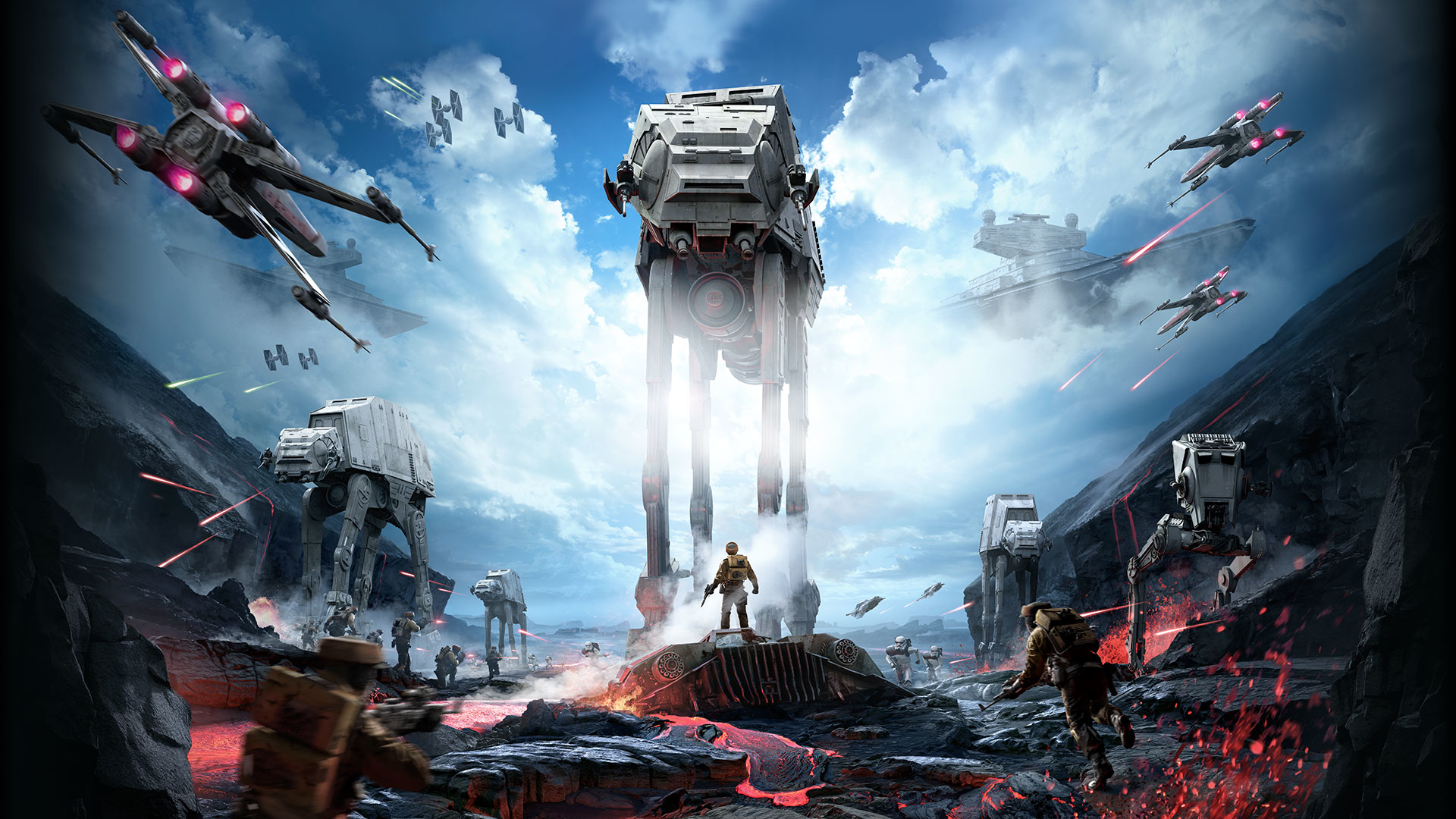 Star Wars Battlefront X-wing and AT-AT battle HD Wallpaper