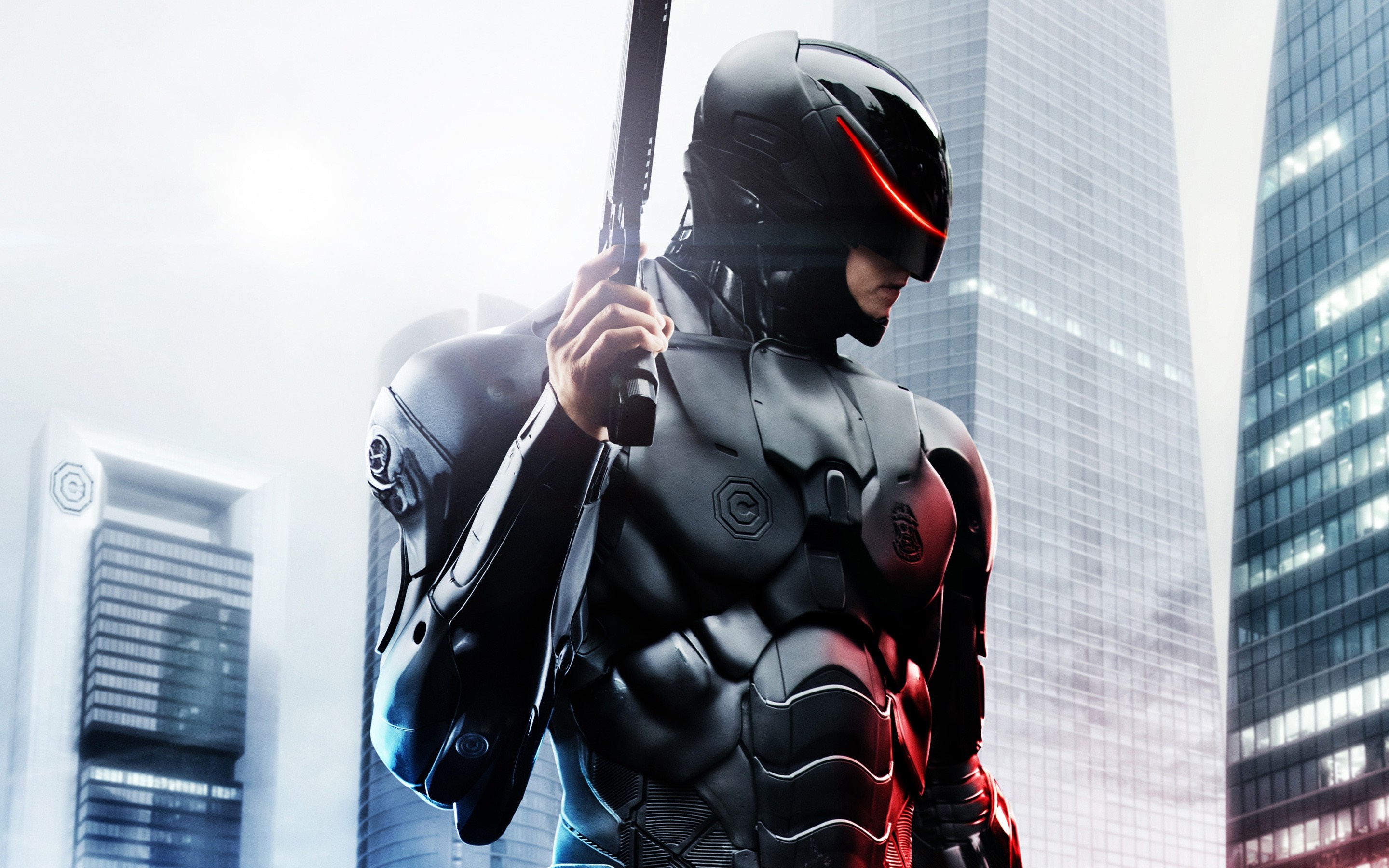 RoboCop in a futuristic city HD Wallpaper