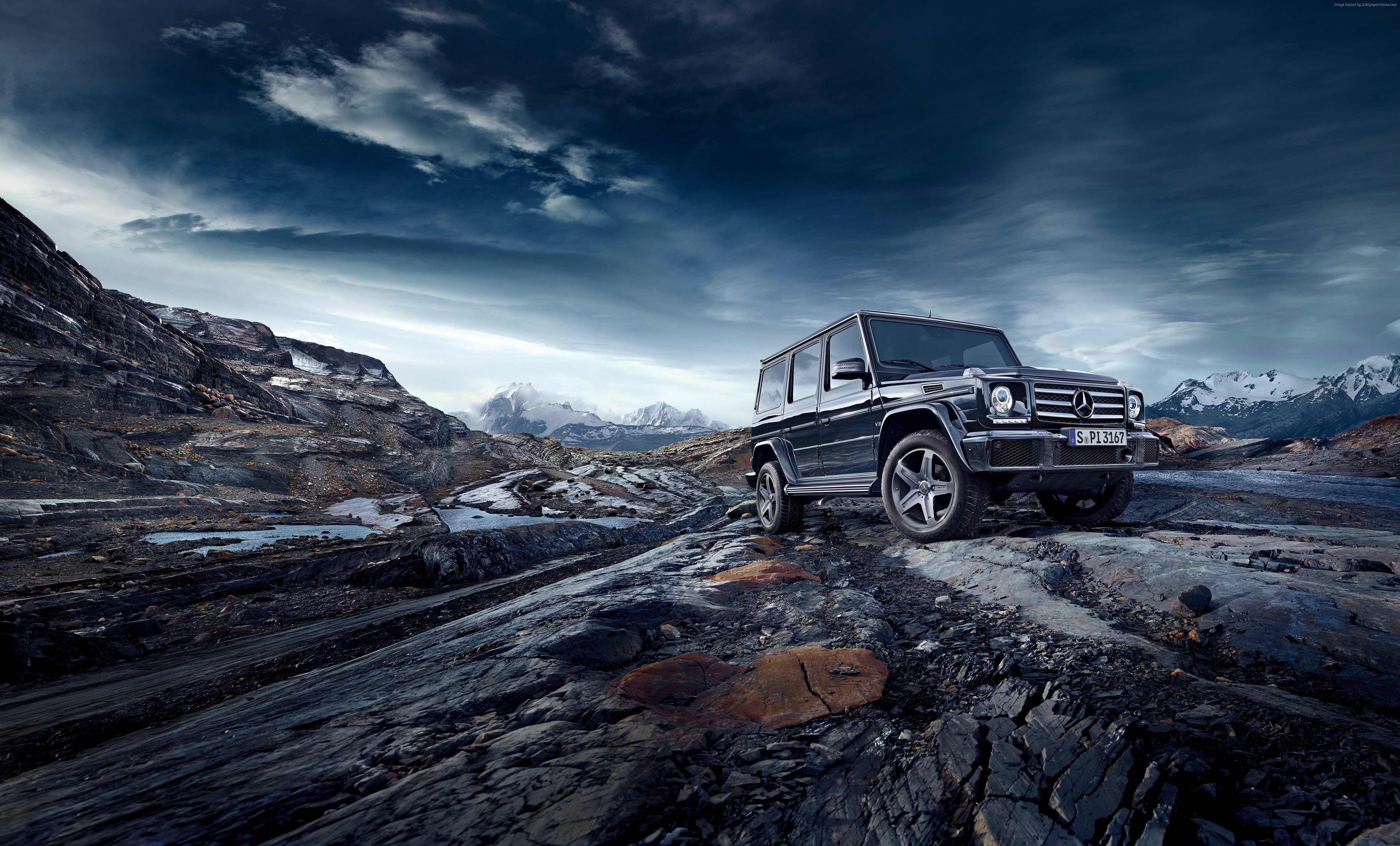 Mercedes-Benz G 500 SUV in a rocky, mountainous landscape HD Wallpaper
