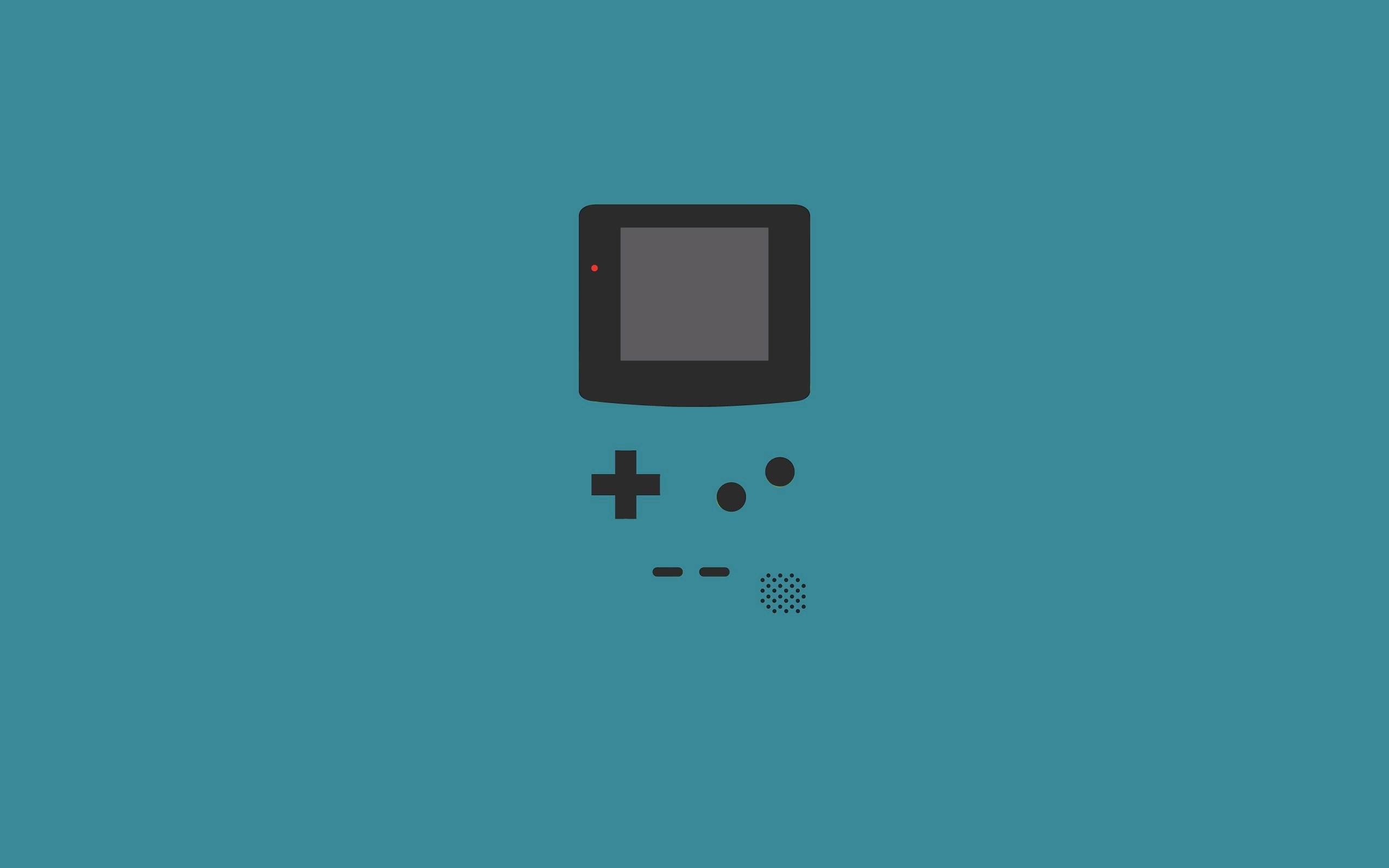 Minimalist Game Boy design on teal background HD Wallpaper