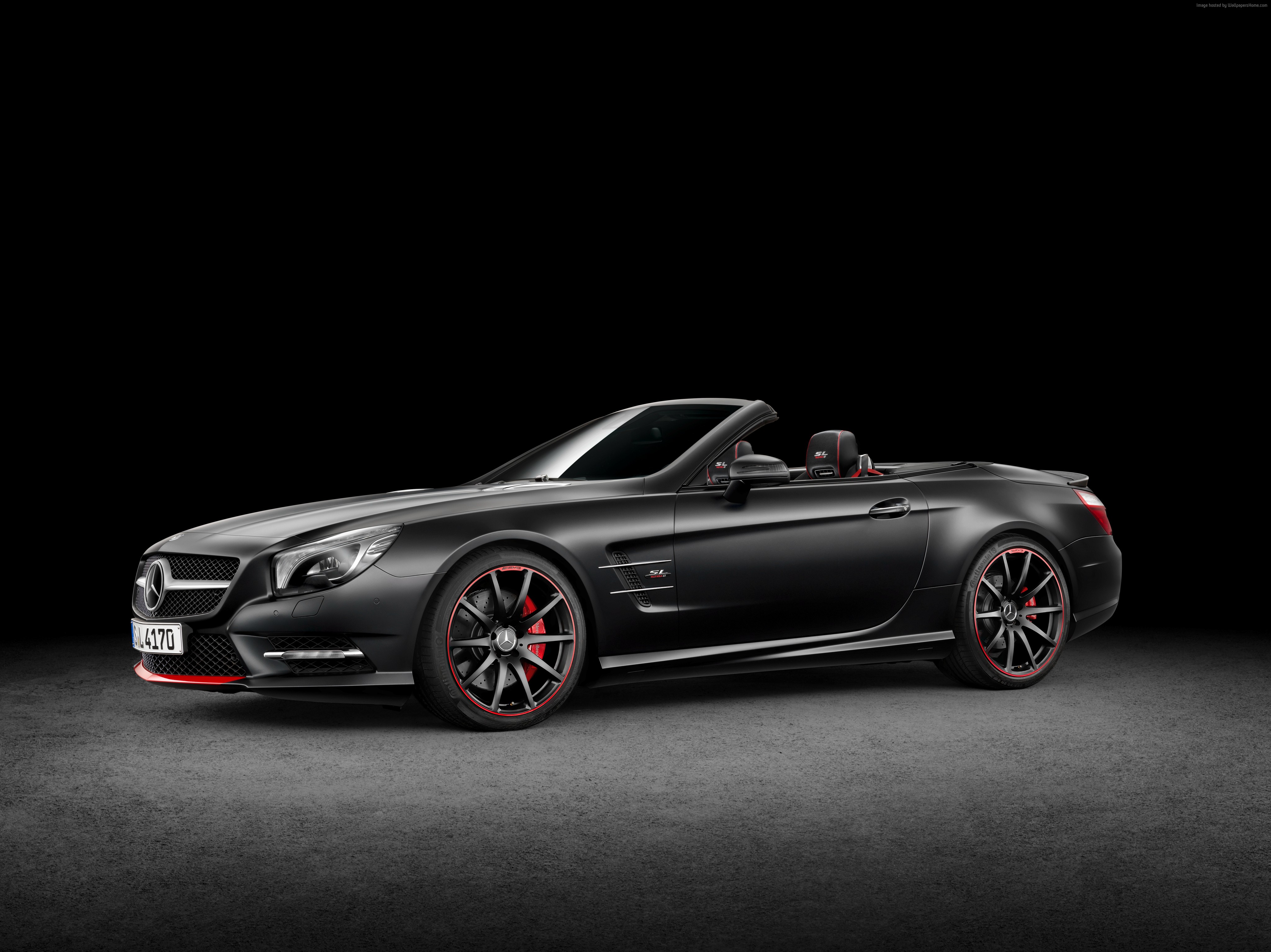 Matte Black Mercedes-Benz SL-Class Convertible HD Wallpaper