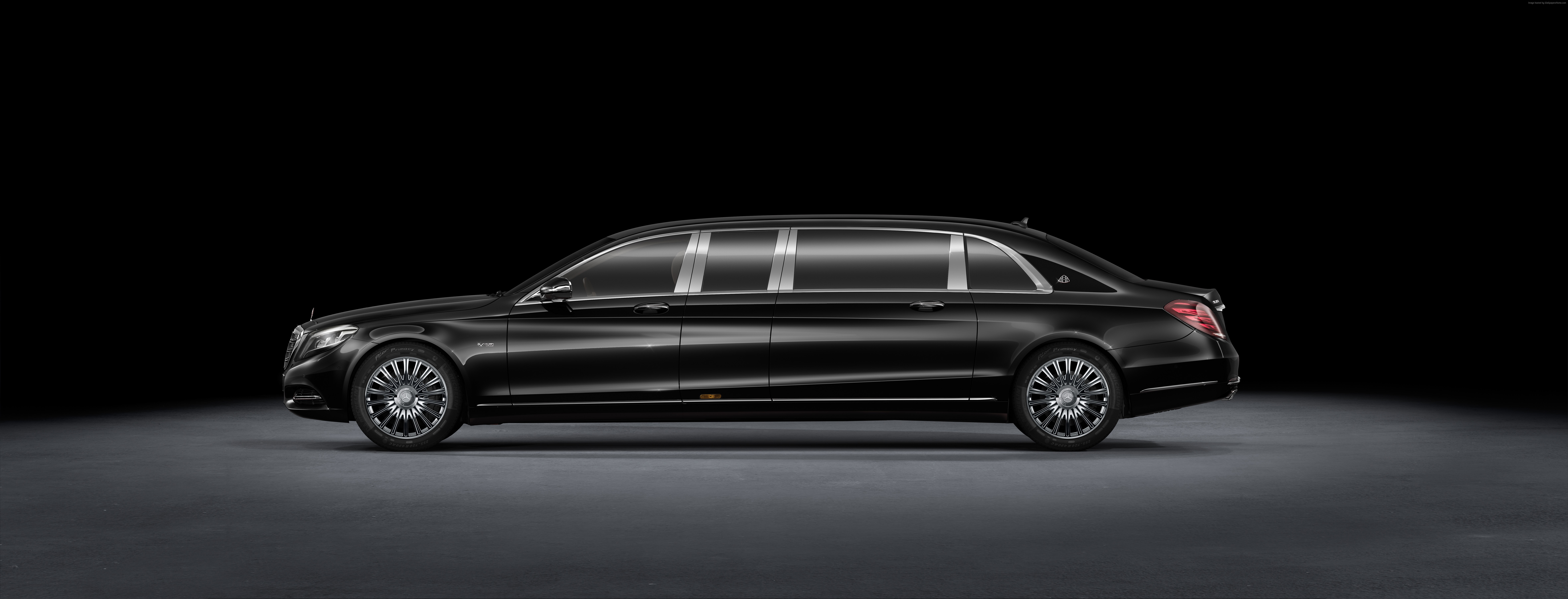 Black Mercedes-Maybach S600 Pullman limousine HD Wallpaper