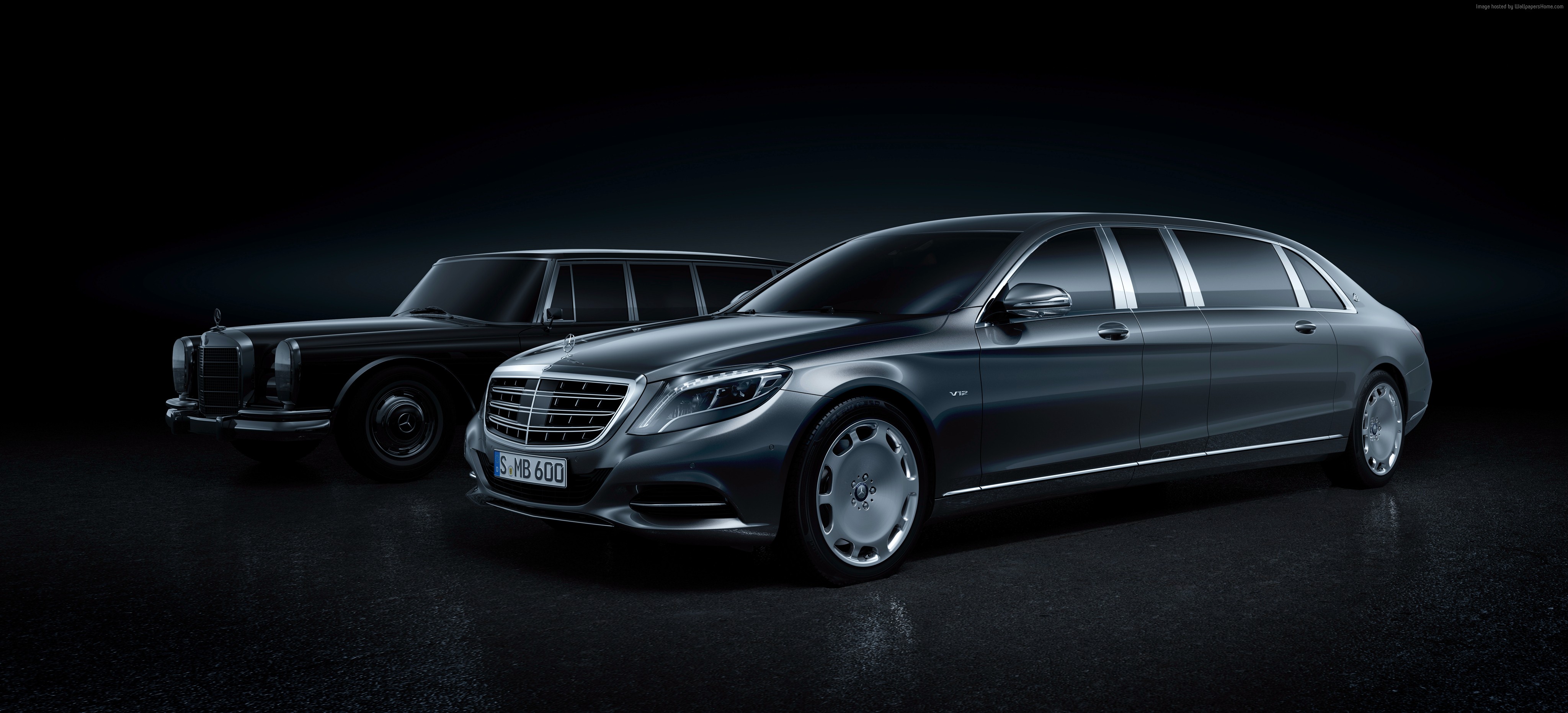 Mercedes-Benz 600 Pullman and Maybach S600 side-by-side HD Wallpaper
