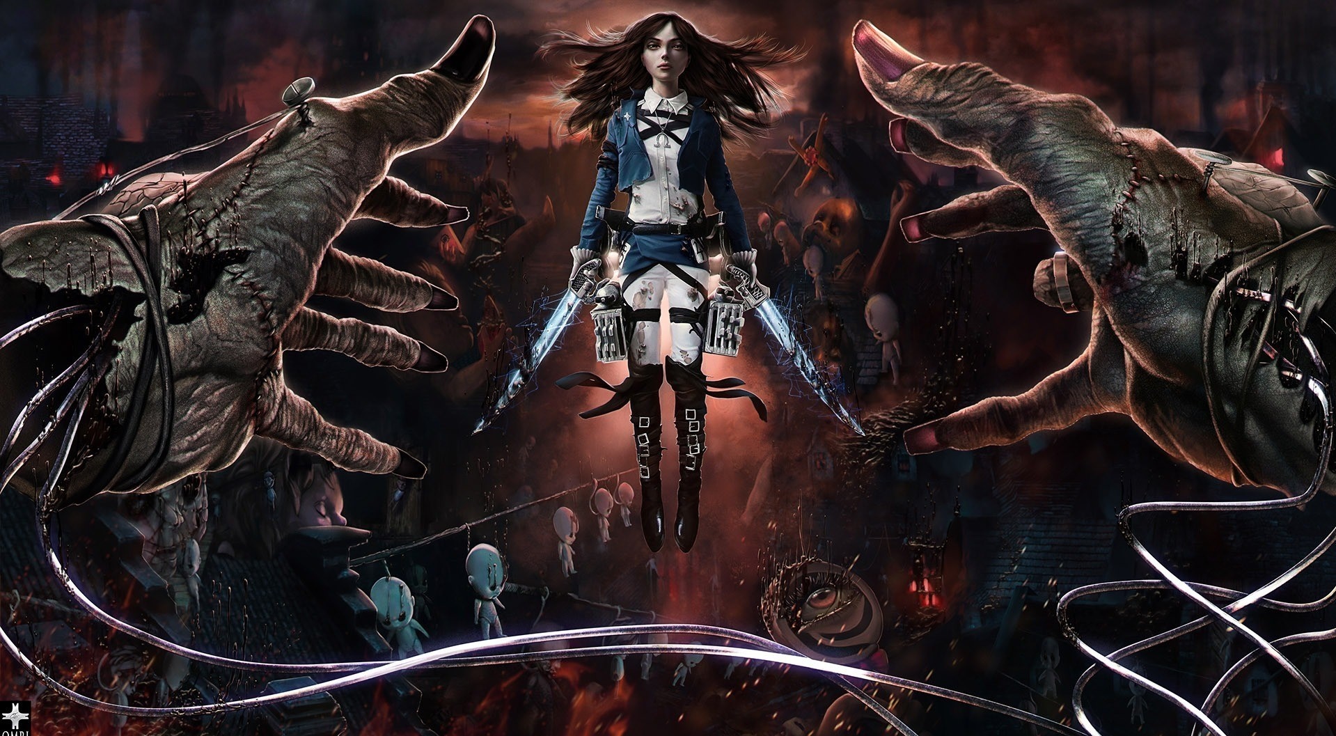 Alice from American McGee's Alice holding swords HD Wallpaper