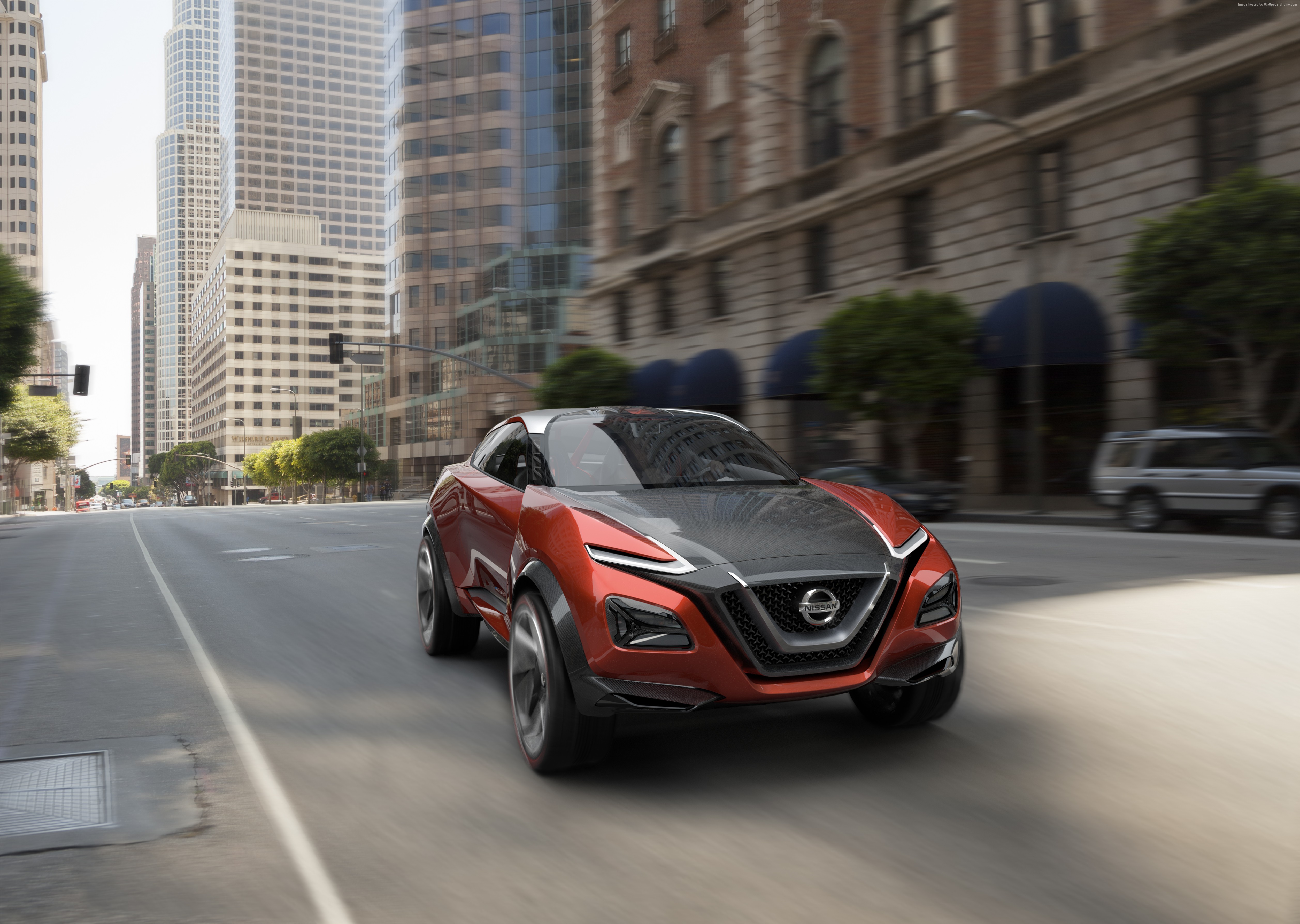 Nissan Gripz concept car driving in city HD Wallpaper