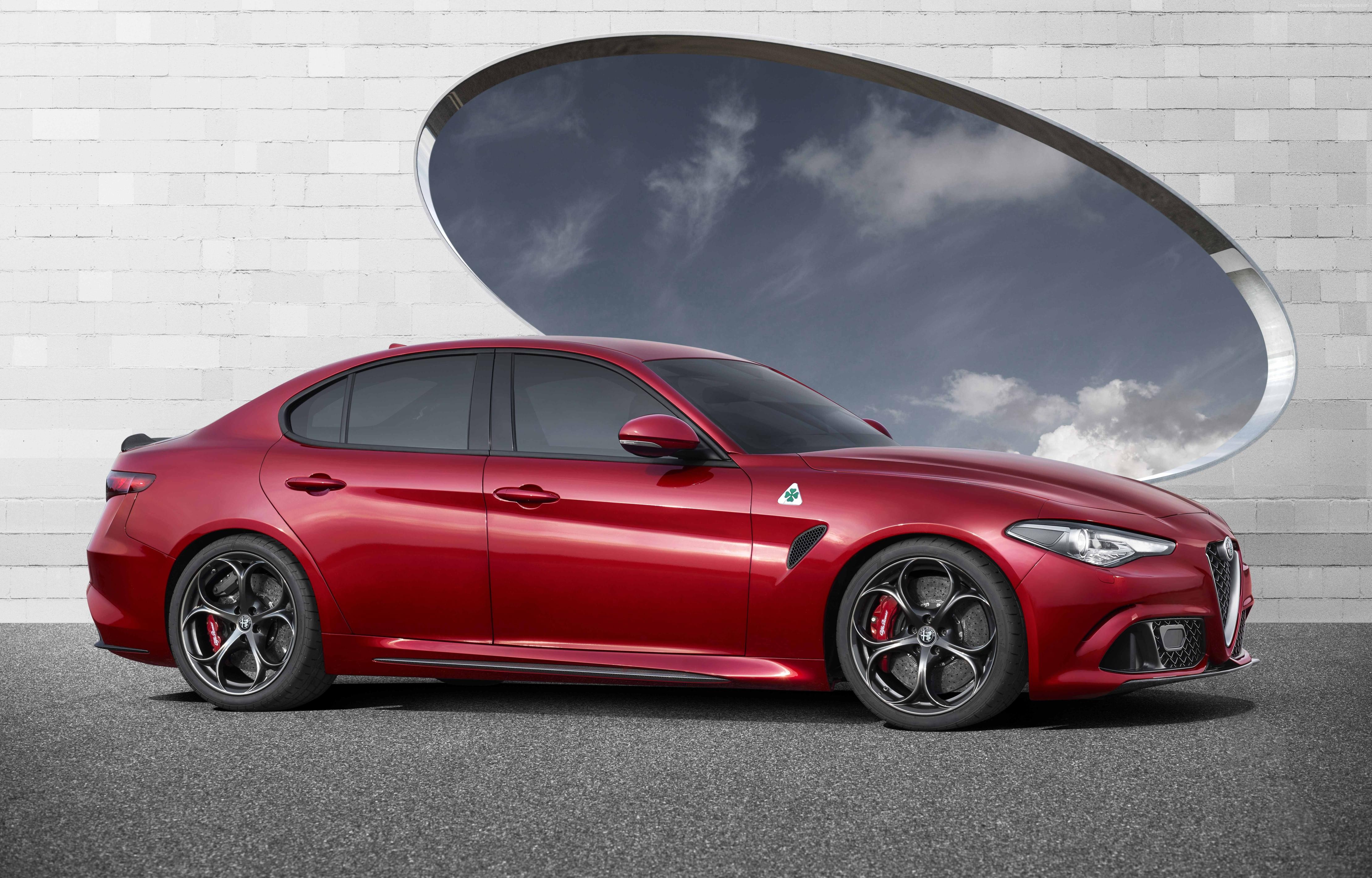 Red Alfa Romeo Giulia Quadrifoglio HD Wallpaper