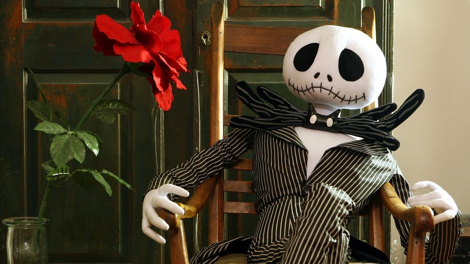 Jack Skellington from The Nightmare Before Christmas with a rose HD Wallpaper