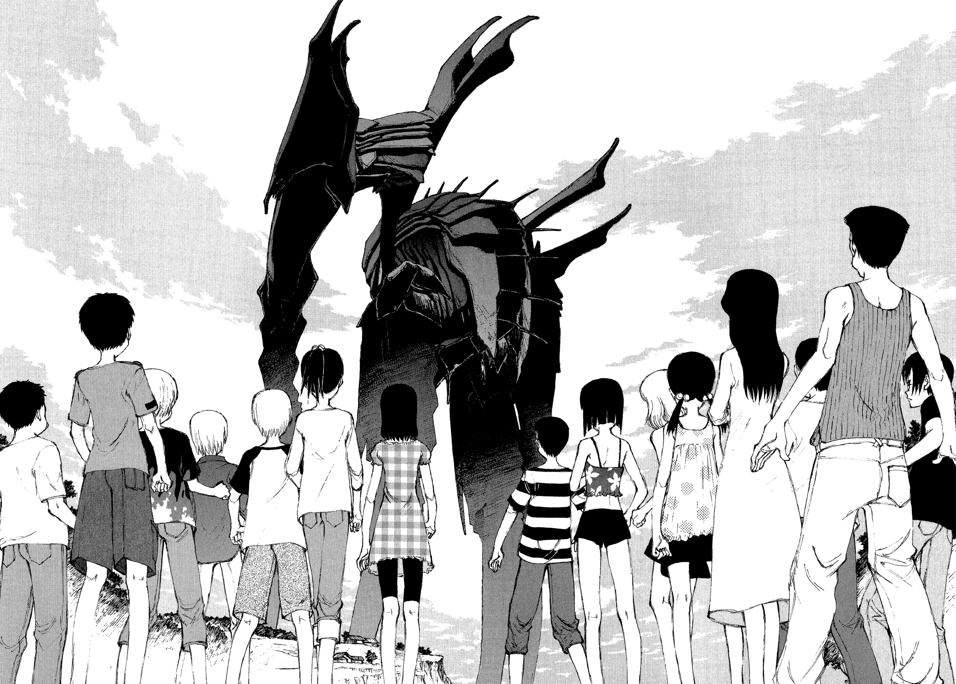 Children and a giant robot in Bokurano HD Wallpaper