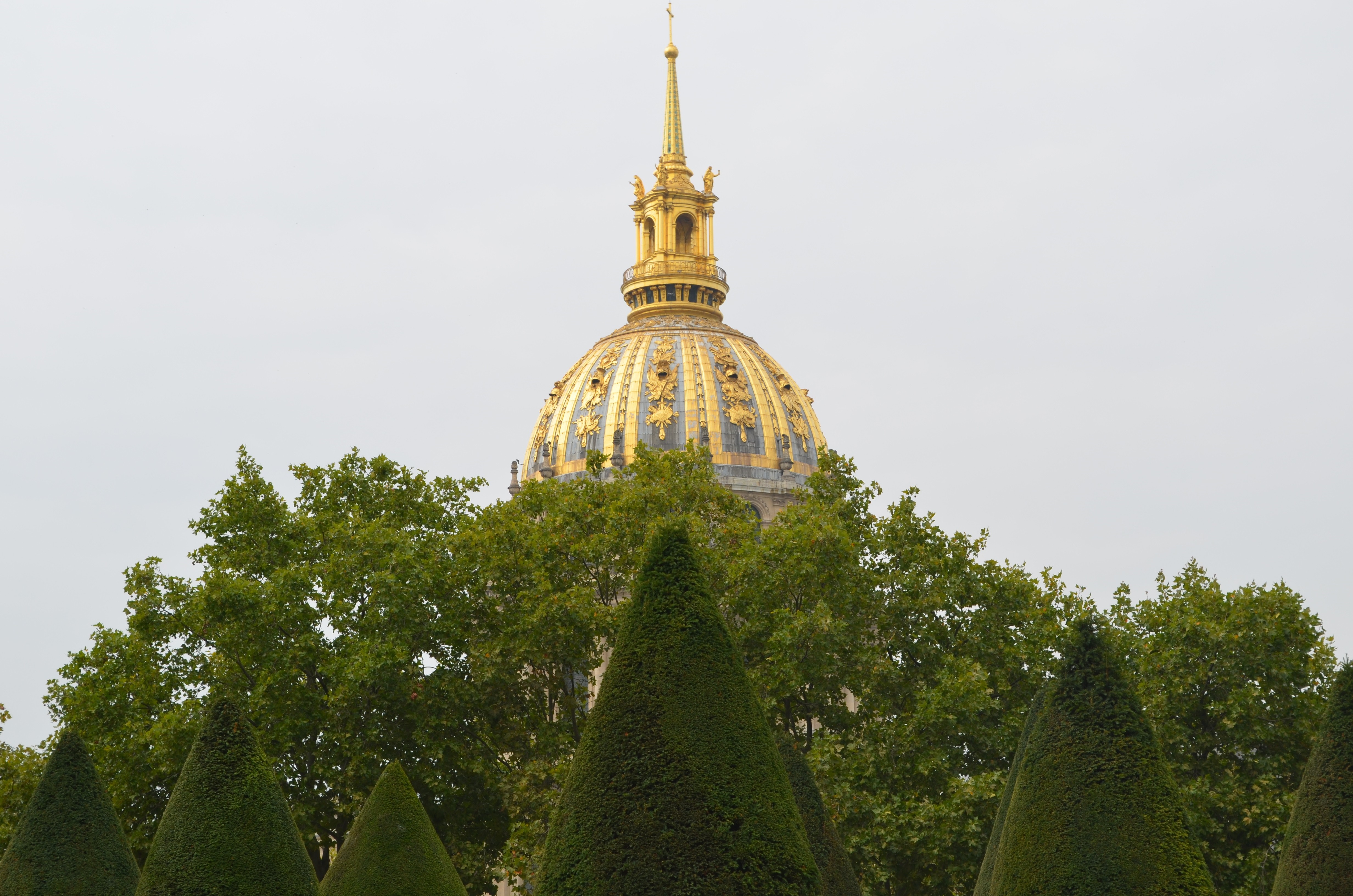 Golden Dome Building Behind Trees in Paris HD Wallpaper