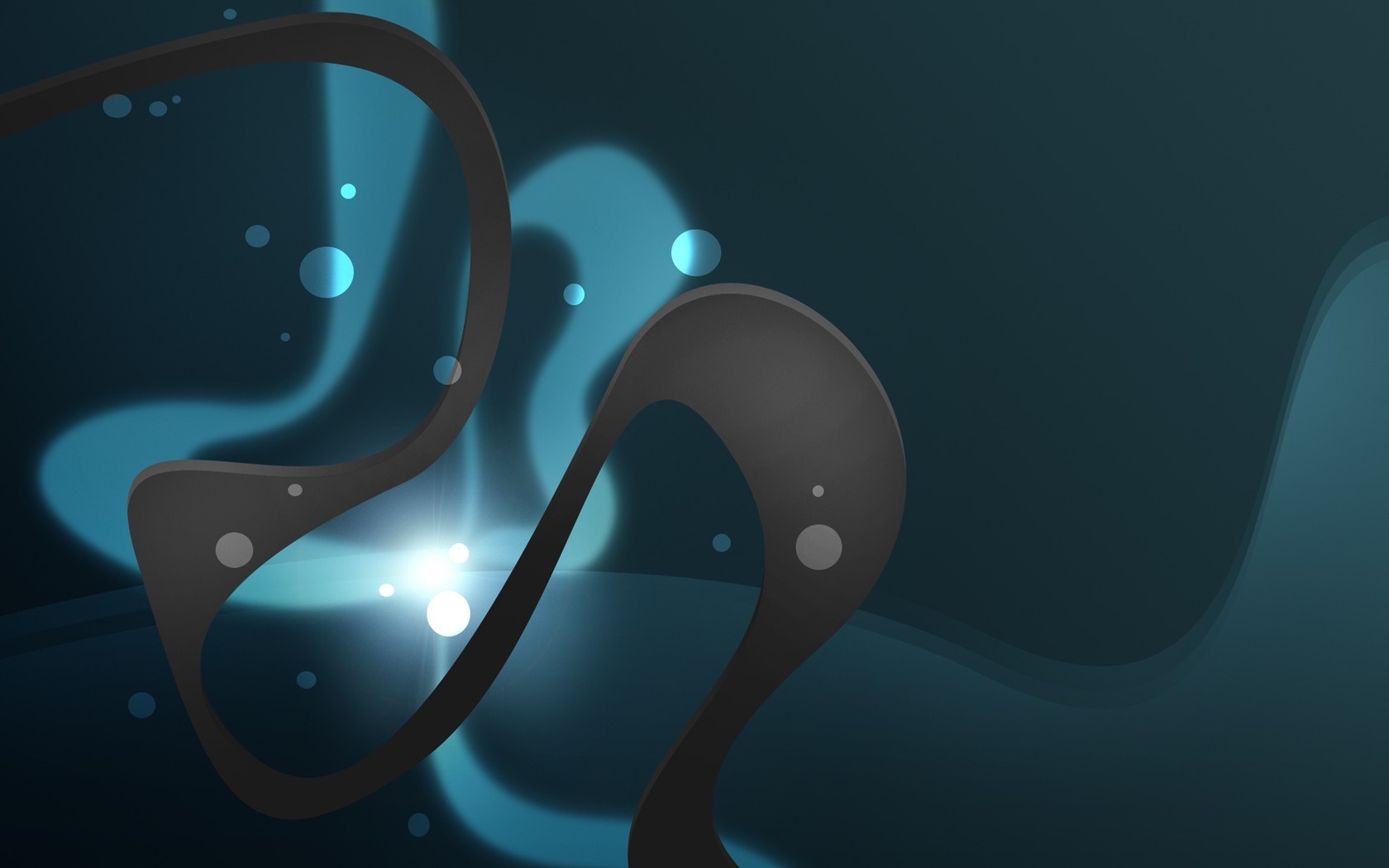 Abstract blue and dark background with glowing elements HD Wallpaper