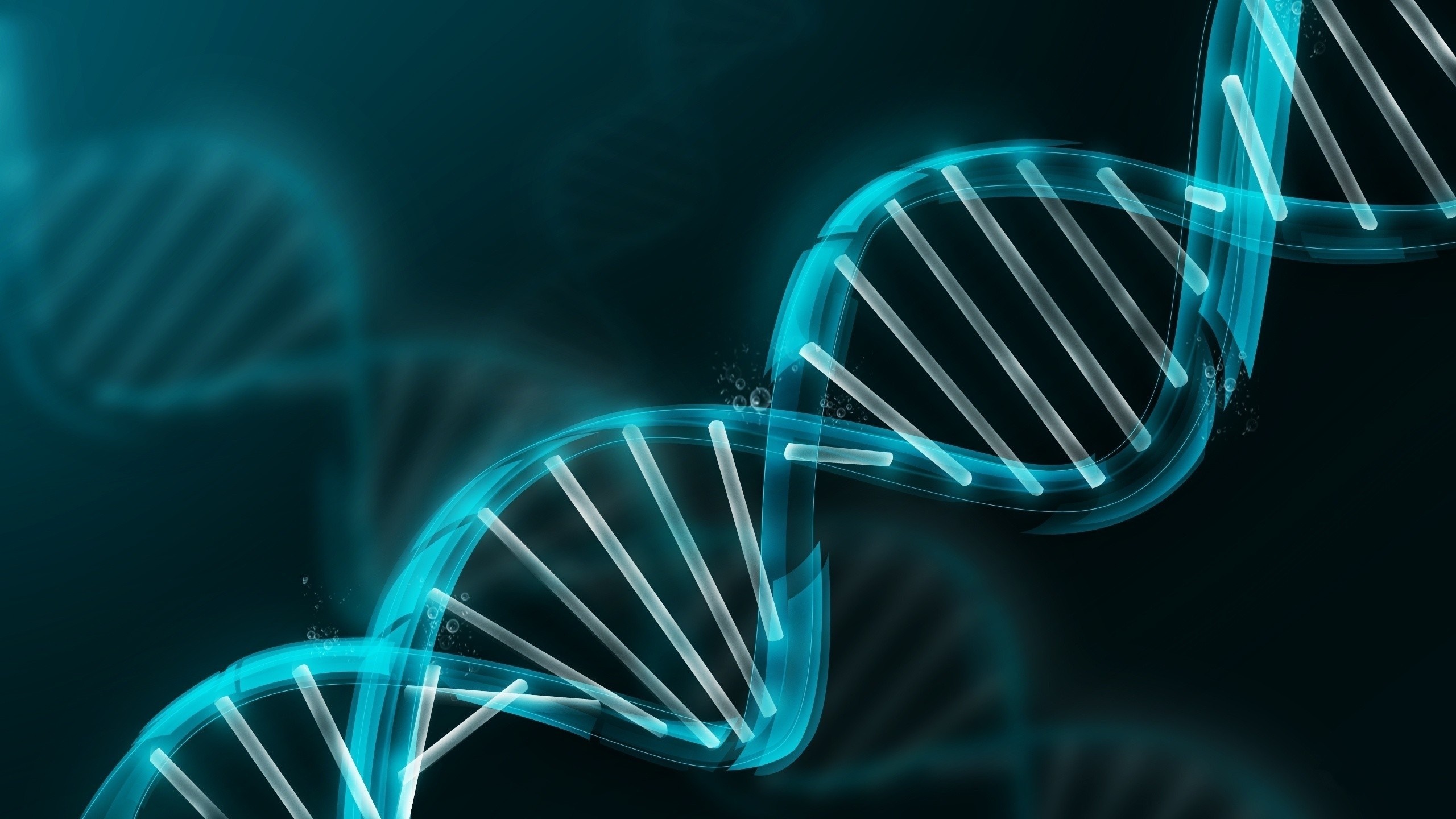 Abstract blue DNA helix illustration HD Wallpaper